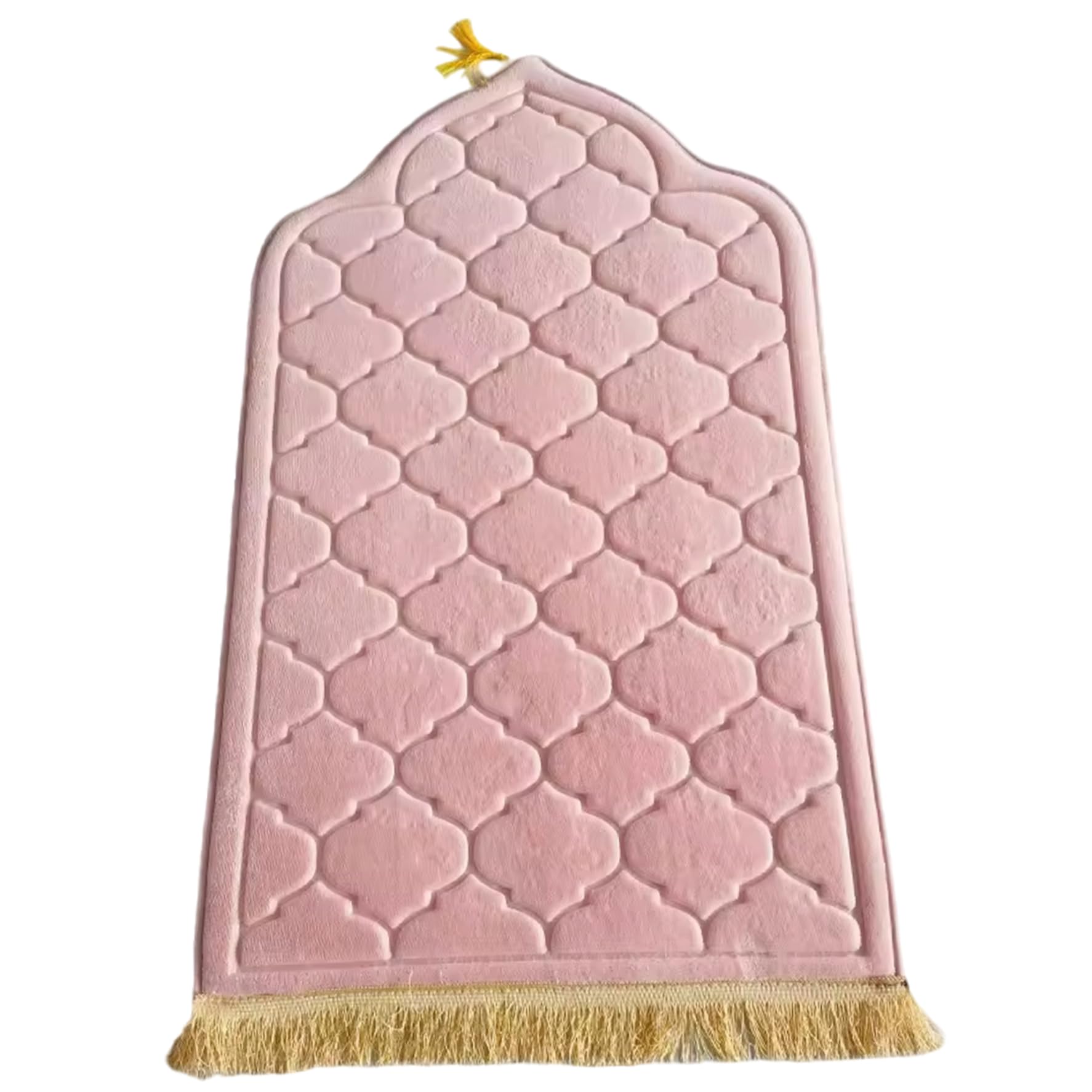 Tapis de prière musulman en flanelle épaisse avec pompon pour salah 26x43 pouces