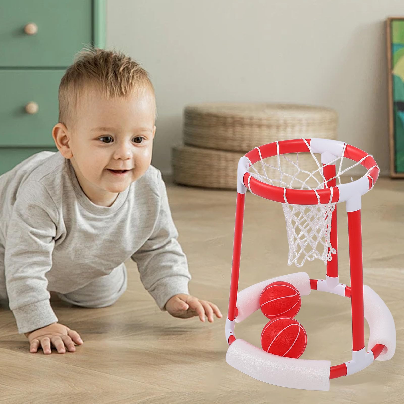 EMUKOEP Giochi d'Acqua Estivi All'aperto Piscina Giocattolo Canestro da Basket Giocattoli con Pompa per Palline, Lunga Durata, Plastica, Feste di Compleanno
