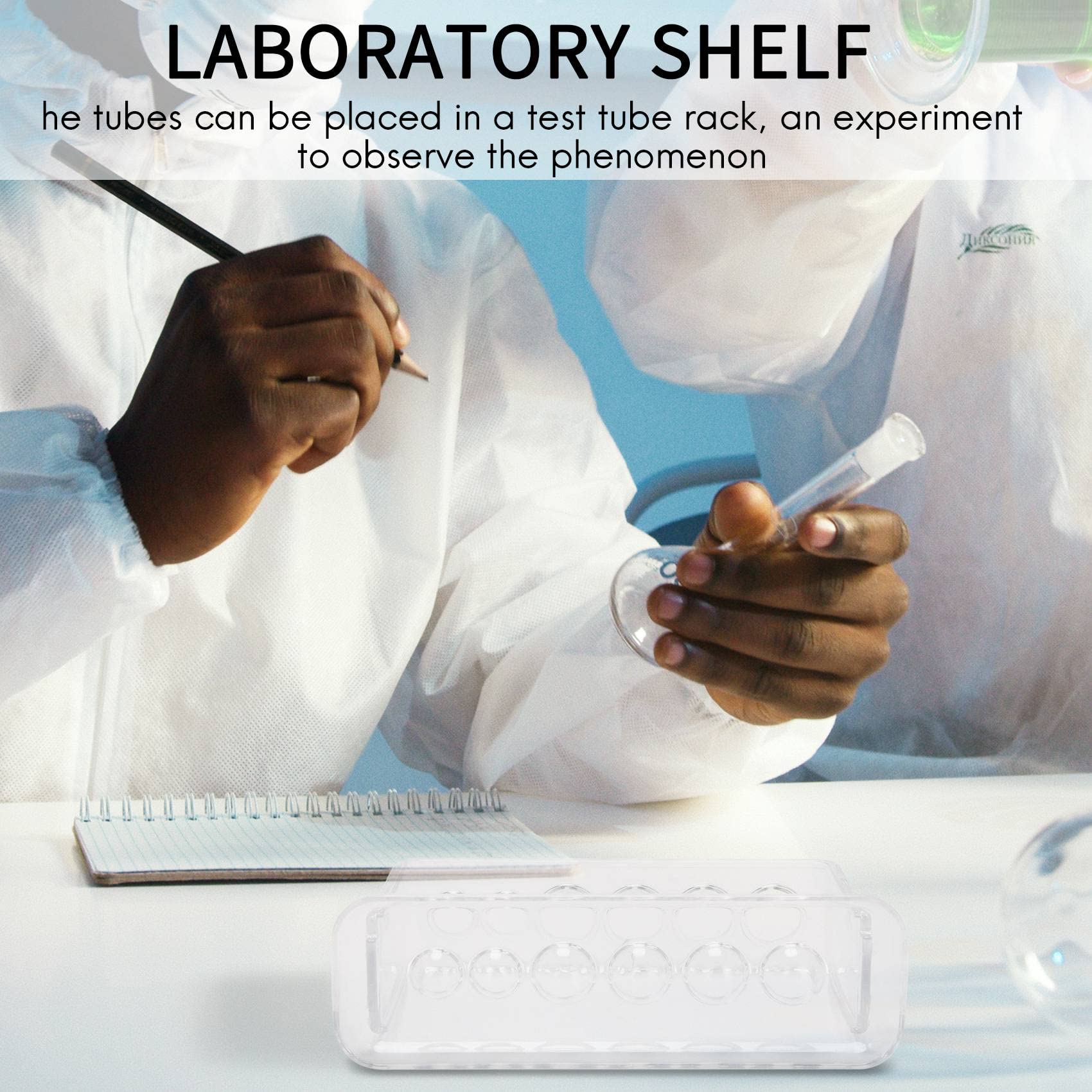 Pasuihcay Plastic Clear Test Tube Rack 6 Holes Stand Lab Test Tube Stand Shelf School Supply Lab Equipment 16.7X8X3 cm, Transparent