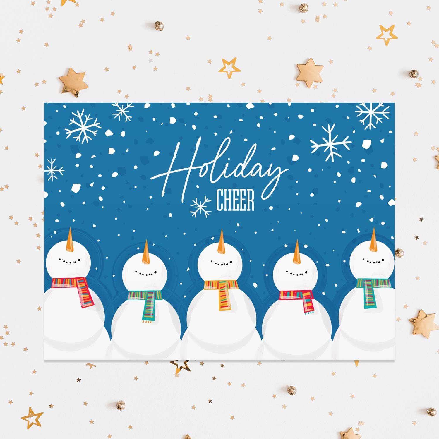 Canopy Street Festive Sky Gazing Snowmen Holiday Card Pack / 24 Winter Cards With White Envelopes/Adorable 4 5/8" x 6 1/4" Snowman Christmas Note Cards / 4 Uplifting Snow Designs
