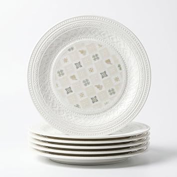 Bone China Salad Plates Set of 6, 8 Inch Patterned Dessert Plates