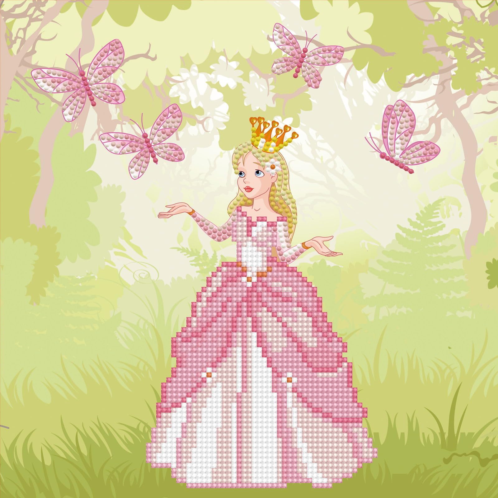 DIAMOND DOTZ BOX 2592446 Original 5D Diamond Painting Box Set, Prinzessin, DIY Diamant-Malerei-Kit mit Motivbox und Glitzersteinen für Kinder ab 6 Jahren, Beginner