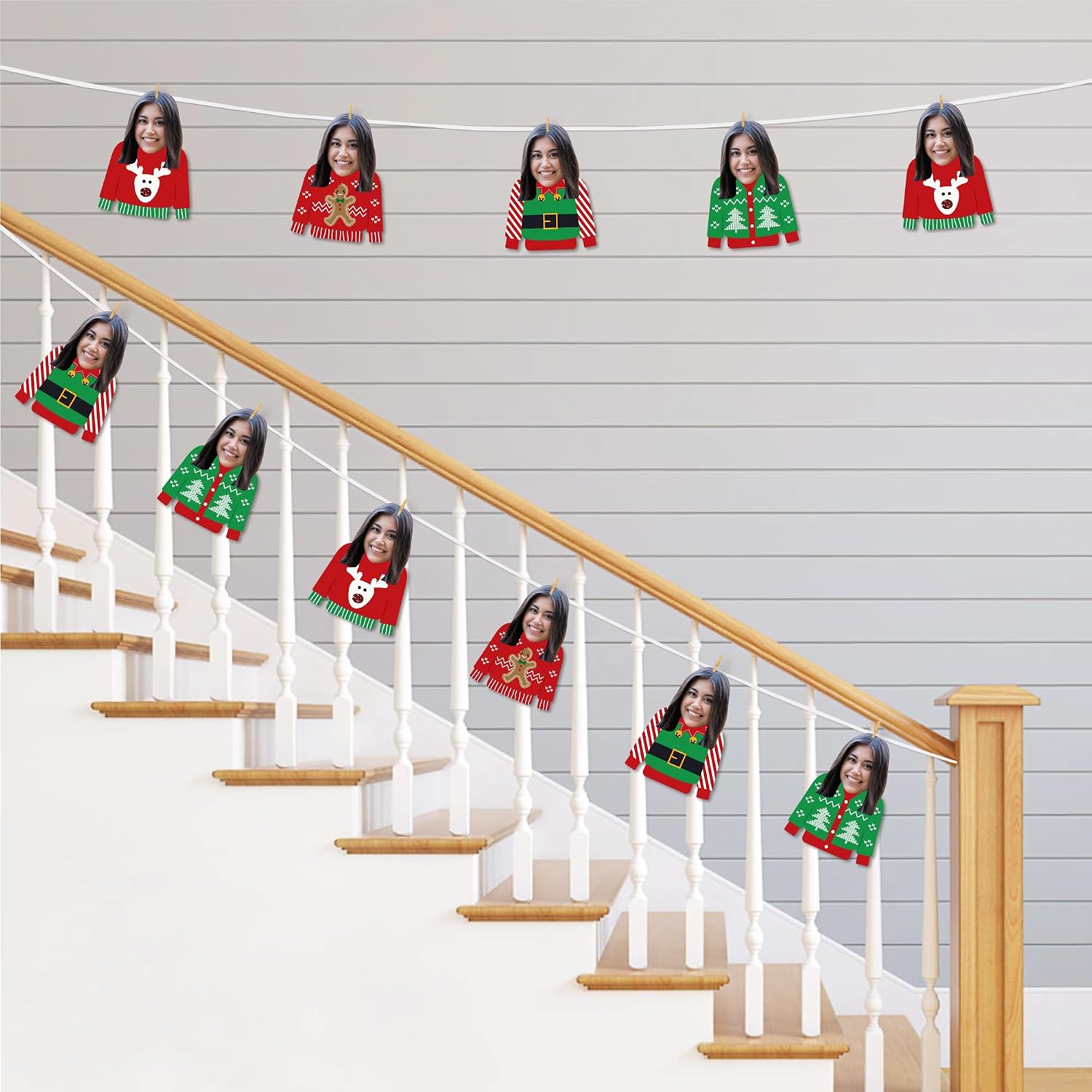 Big Dot of Happiness Custom Photo Ugly Sweater - Fun Face Decorations DIY Holiday and Christmas Party Essentials - Set of 20