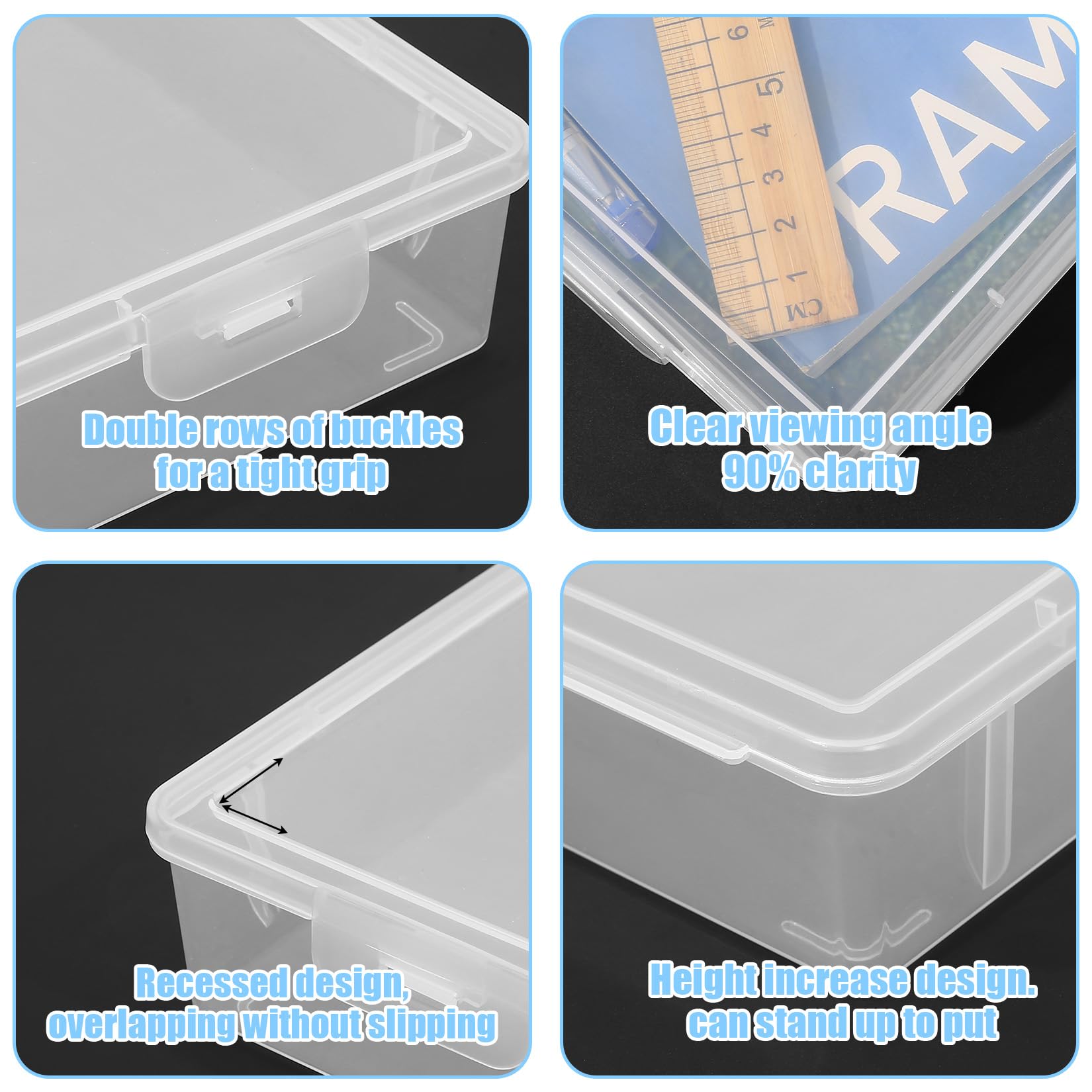 Caja de Almacenamiento A4, 2 Unidades Caja de Plástico Polivalente con Tapa - Transparente y Estable para Apilar para Documentos, Materiales de Manualidades y Oficina (31x22x5cm)
