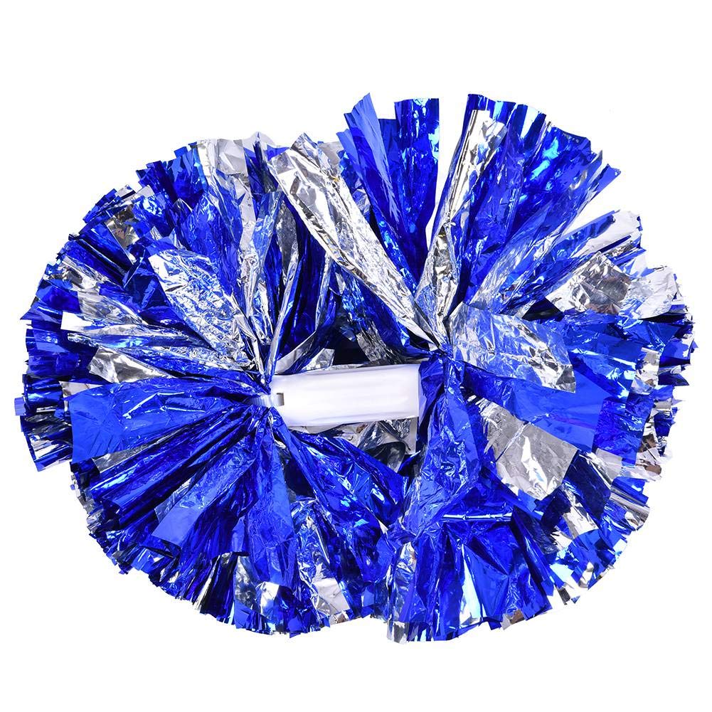 Essoirst Cheerleading PON PON - Cheerleader Aerobica PON PON Pompon per Feste da Ballo Scuola Competizione Sportiva 1 Paio(Blu+Argento)