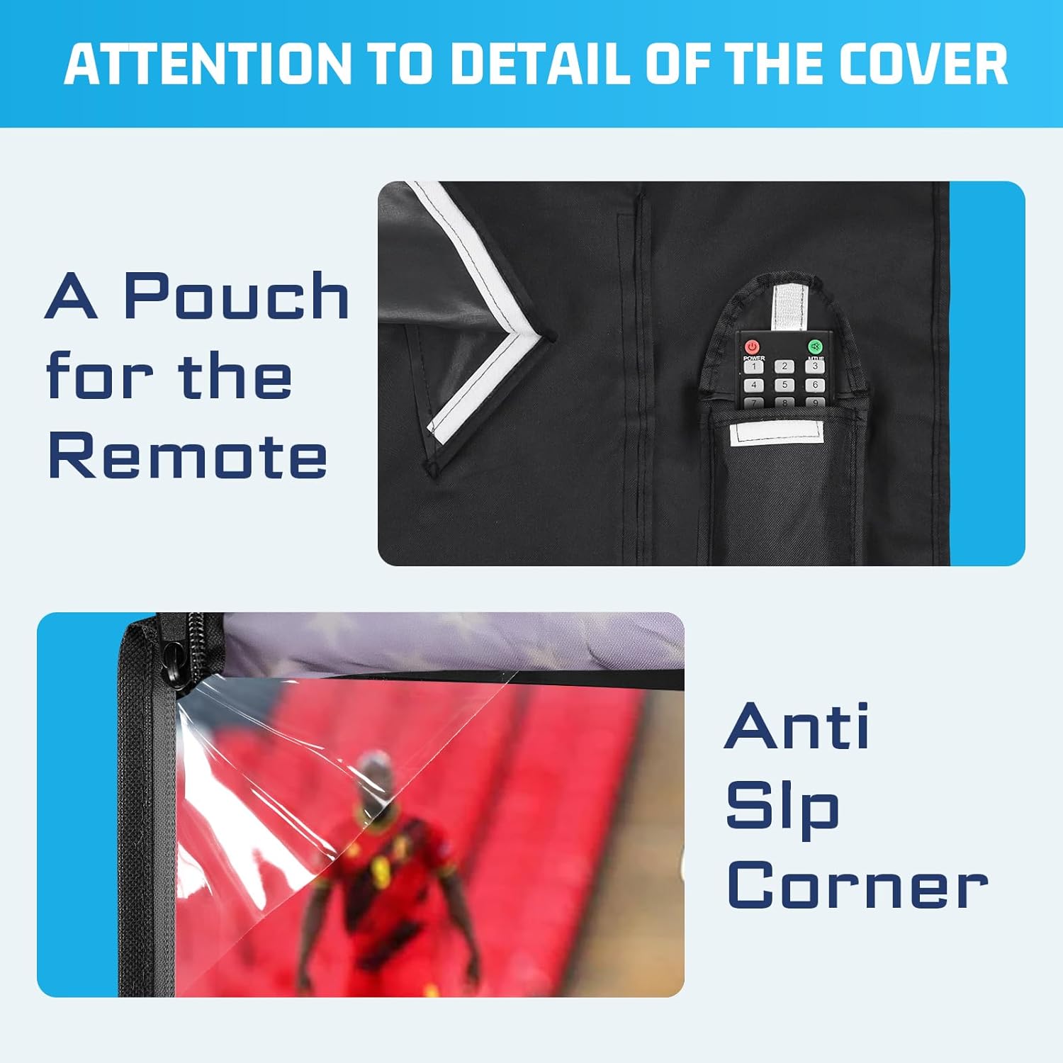 Outdoor TV Cover 52 to 55 Inch Weatherproof, Zipper Waterproof Outside TV Covers Heavy Duty 600D Oxford TV Covers Outdoor TV Screen Protectors Shield with Front Flap for Flat Screen Outdoor TVs