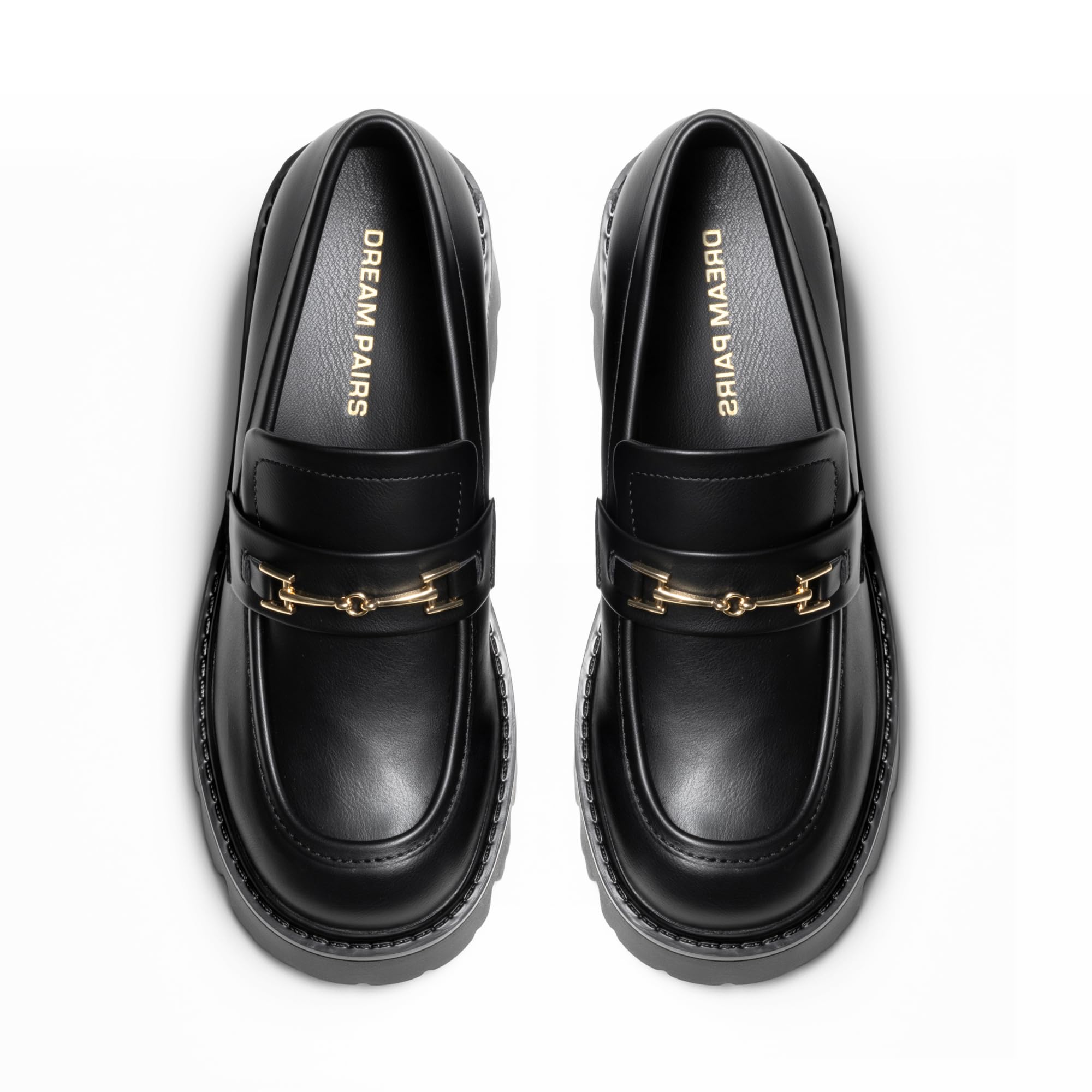 DREAM PAIRS Mocassin Femme Confortables à Plateforme, Mocassins en Cuir à Enfiler, Chaussures Loafers Habillées pour Bureau et Quotidien