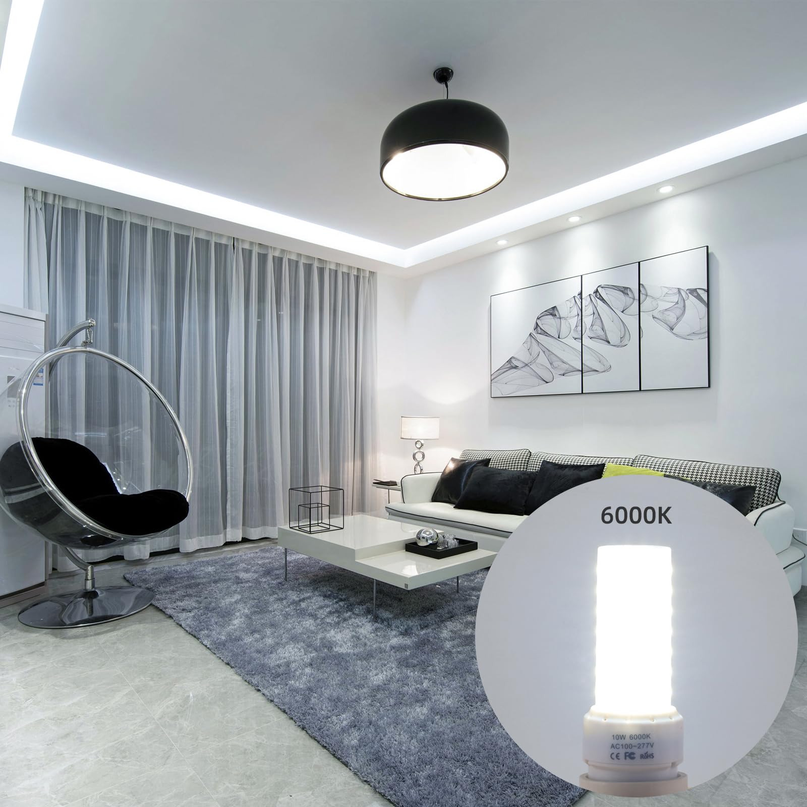 Lidesheng GX23-2 Base LED Light Bulb Plug and Play,6000K Cool