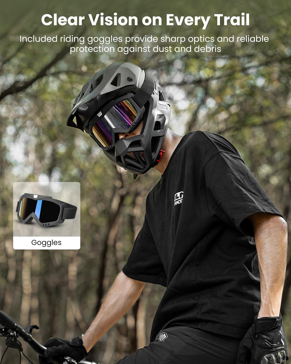 ILM Full Face Mountain Bike Helmet ASTM CPSC Adult with Adjustable Visor for MTB BMX Model HT58 - Image 4