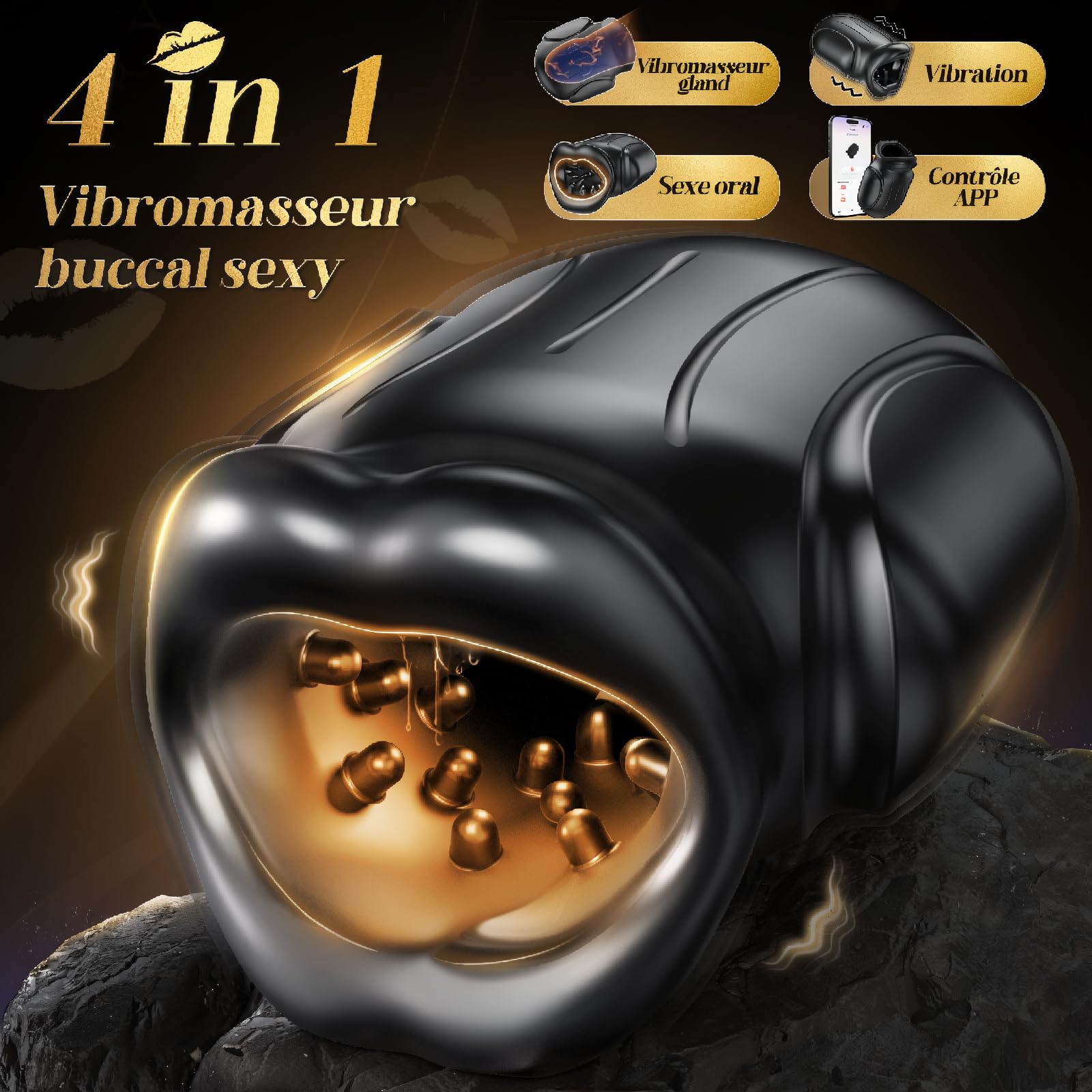 Bouche Sexy Masturbateurs Masculins, Sex Toýs Homme Vaginette Ultra Réaliste Masturbateur avec 10 Modes de Vibration, Masturbateur Automatique Enveloppé à 360° Penisse Vibromasseur Homme Sex Toys
