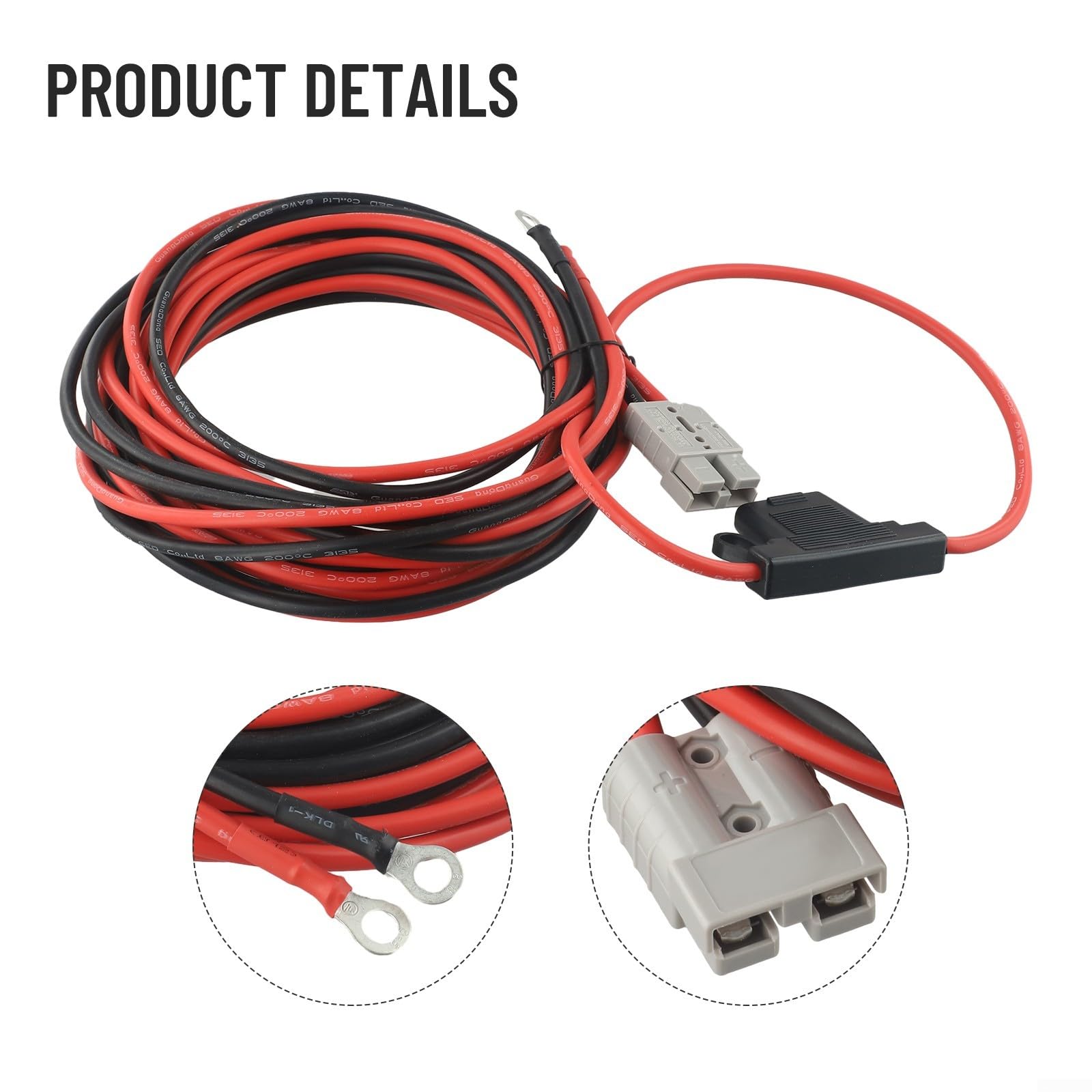 Connecteur de batterie 50 A à connexion rapide 12 V 6 m Câble de batterie à connexion rapide pour voiture, camping-car, caravane, bateau (6 m)