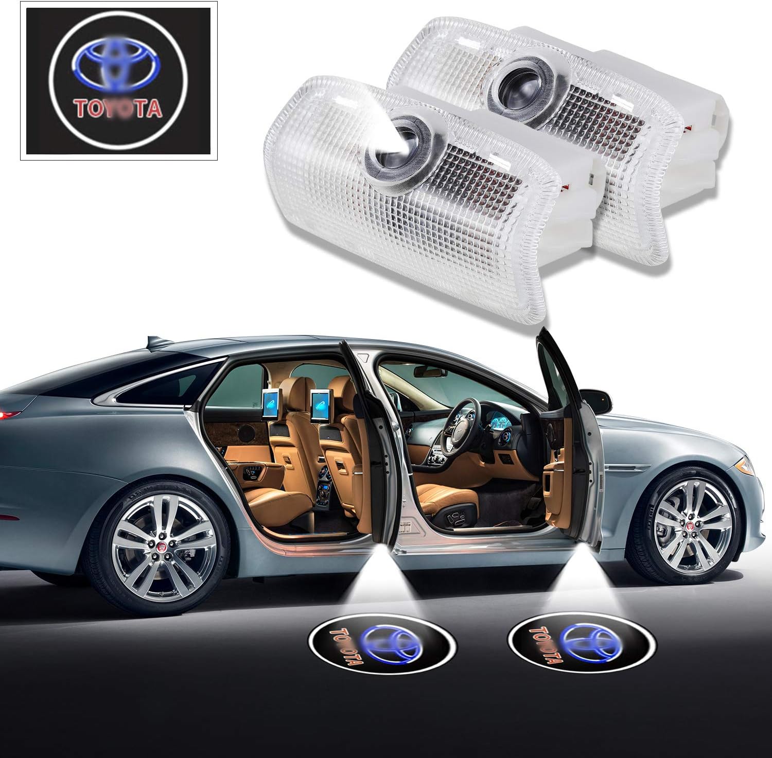 LED Door Light Logo Projector Shadow Welcome Lamp Car Easy Installation for Toyota Cruiser/Prodo/Sequoia/MarkX/Camry/Highlander/Corolla/Prius/Previa/TUNDRA/Alphard/GT86/VENZA/Sienna
