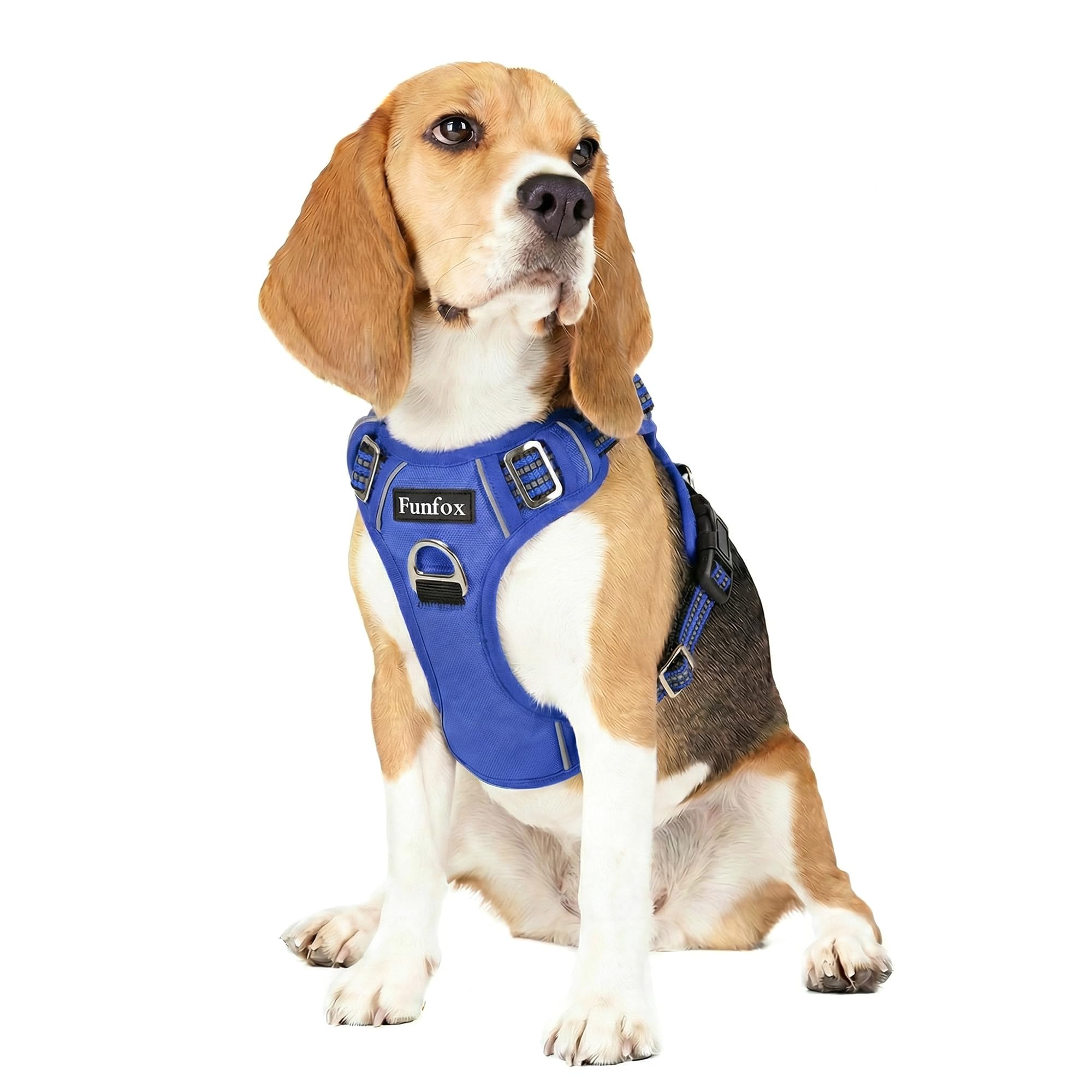Funfox Hundegeschirr Mittelgroße Hunde, Anti Zug Brustgeschirr Verstellbares Geschirr Hund mit Griff Reflektorstreifen, No Pull Geschirr Hund für Kleine Mittlere Grosse Dog Harness
