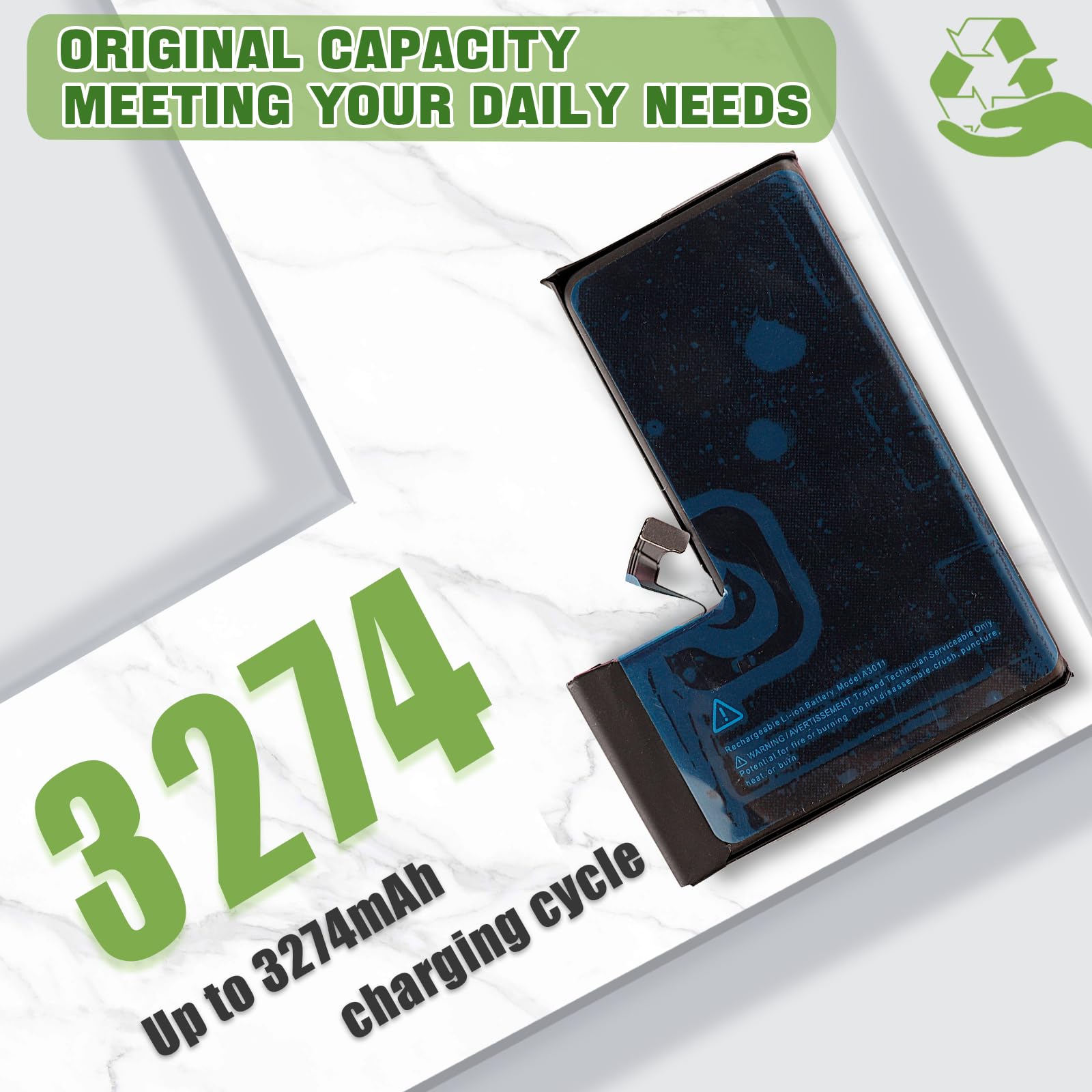 Neu A3011 Akku Ersatz Kompatibel mit iphone15 pro A2848, A3101, A3102, A3104 Ersatzbatterie mit aktualisiertem Reparaturwerkzeugsatz