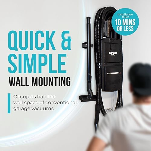 Miniatura 9 de InterVac Aspiradora de garaje para taller, aspiradora de garaje de 1 galón montada en la pared, aspiradora de manguera elástica para caravanas,