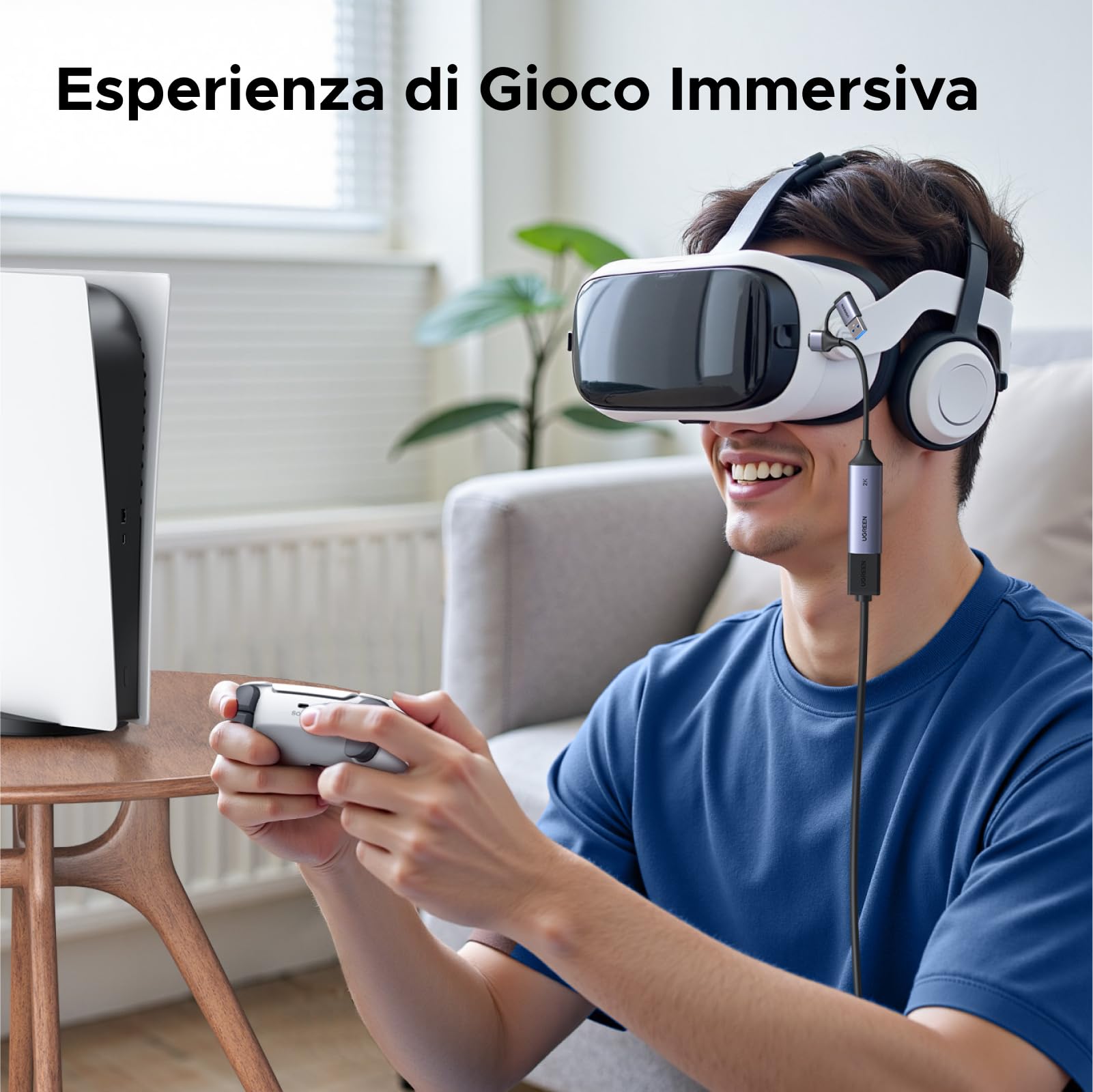 UGREEN Scheda di Acquisizione Video HDMI 4K 30Hz su USB A USB C 3.0 2K 30Hz 1080P per Streaming Registrazione di Giochi Compatibile con Quest 3 Switch 2 PS5 PS4