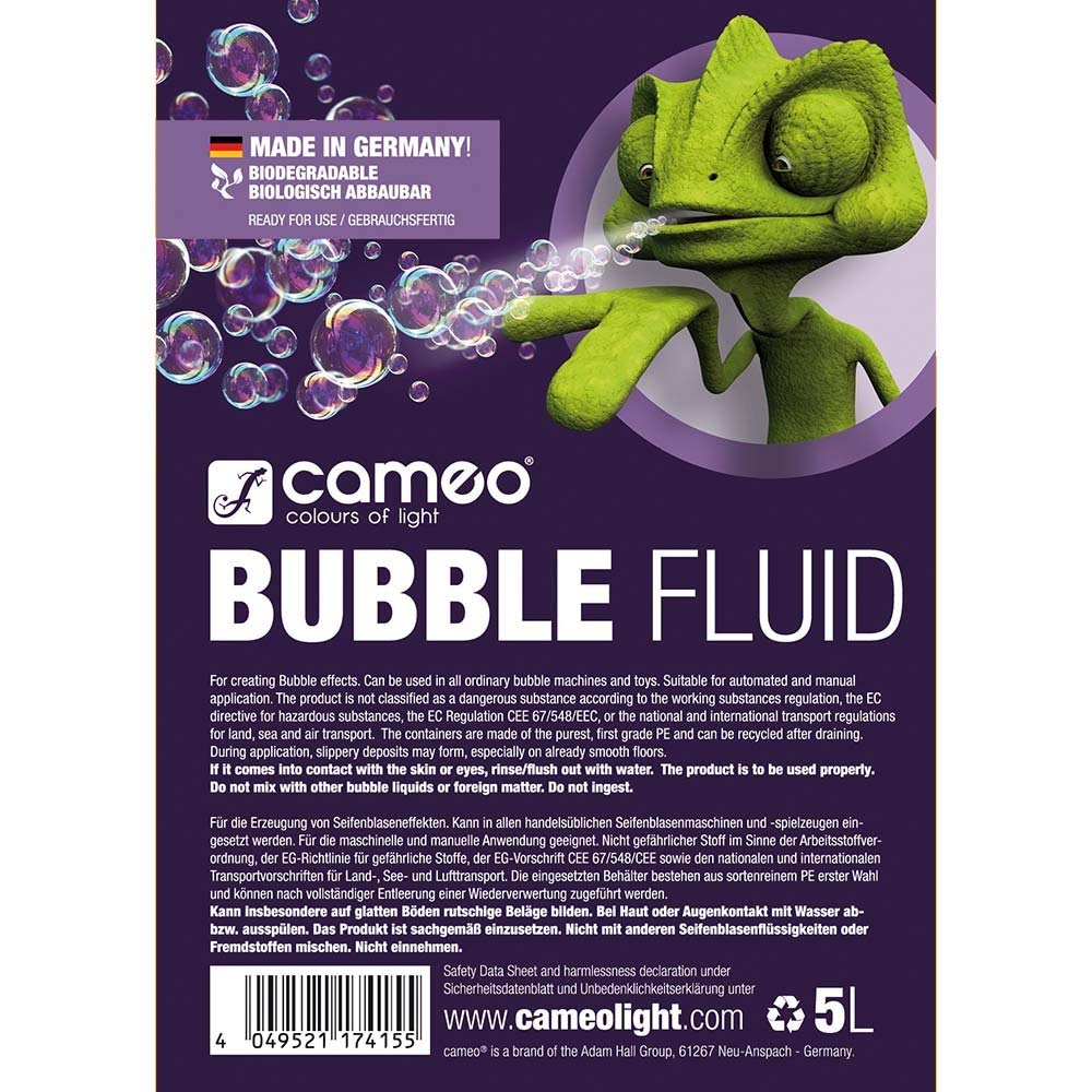 Cameo BUBBLE FLUID 5 L - Liquide spécial pour la production de bulles de savon 5 L