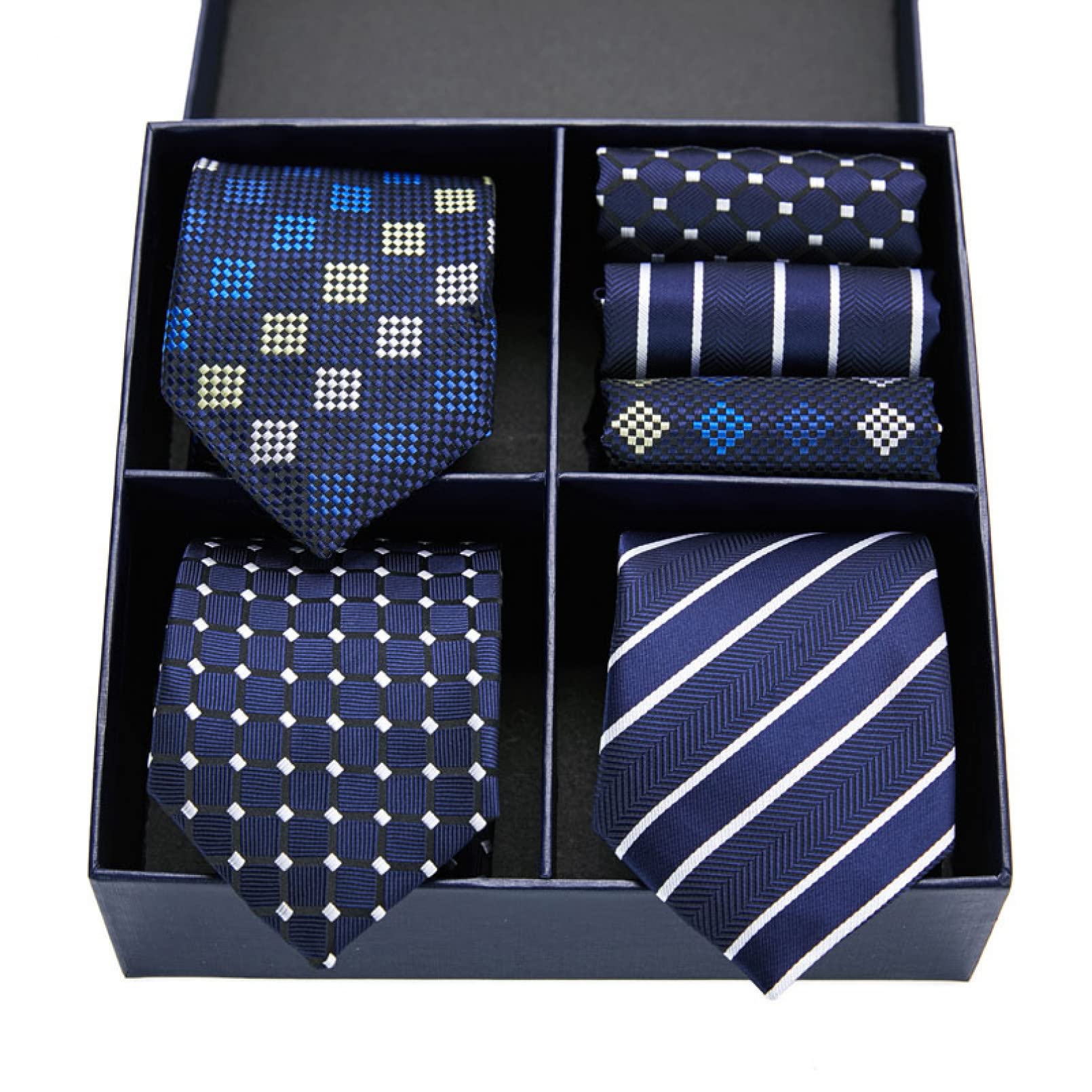 BAJIE Herren Krawatte Geschenkbox Benutzerdefinierte personalisierte Herren Krawatte Einstecktuch Anzug Krawatte 7 cm Fliege Gestreifte Herren Hochzeitskrawatte