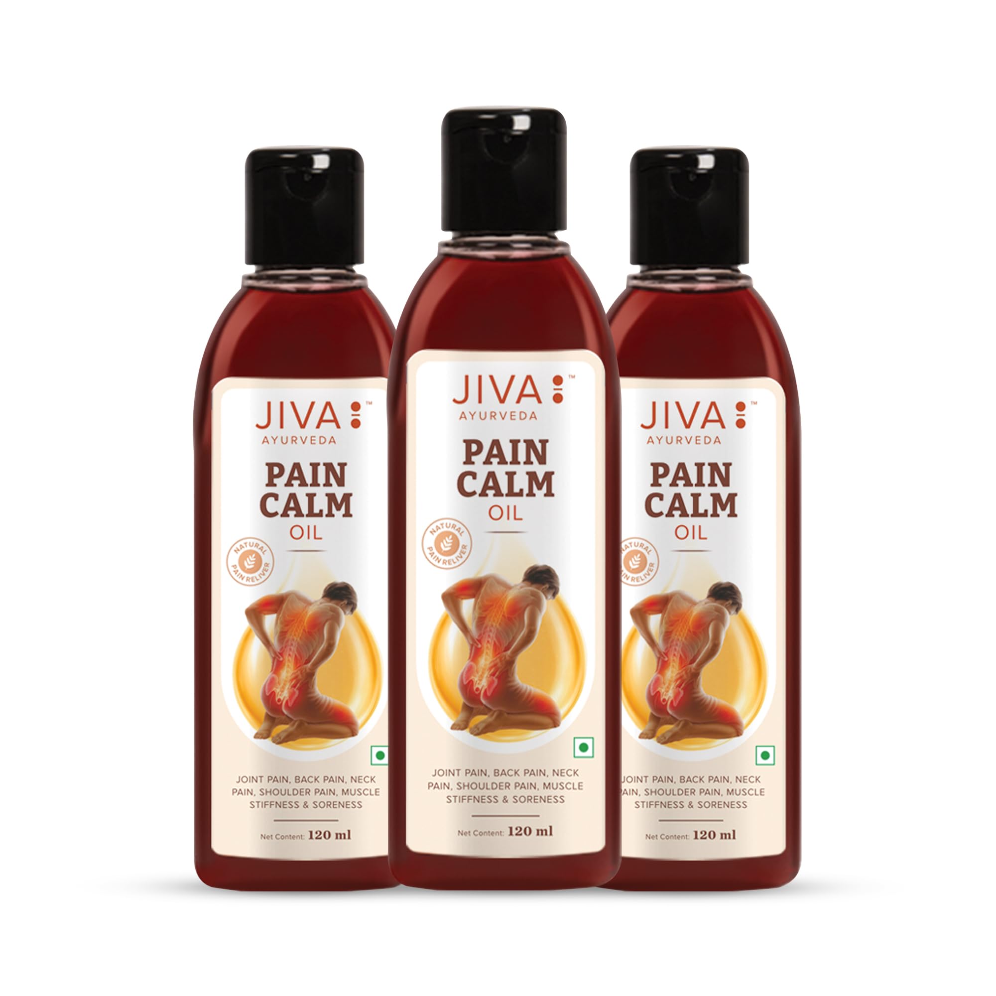 Jiva Pain Calm Oil 120ml With Free Jatyadi Oil 20 ml | 100% Ayurvedic Formula | Blend Of 5 Ayurvedic Oils | Relieves Muscle & Joint Pain | Controls Swelling & Joint Inflammation (Pack of 3)