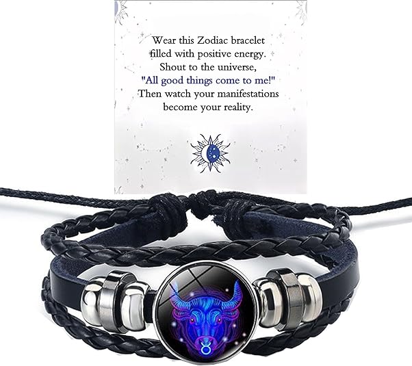 Zodiac Signs Spirit Bracelet, Spiriletta Pulseras Amuleto Espiritual Multilayer Adjustable 12 Constellation Gleym Spiritual Bracelet Glow in the Dark Zodiac Cuff Bangles for Constellation Lover Birthday Jewelry Gifts for Women Men