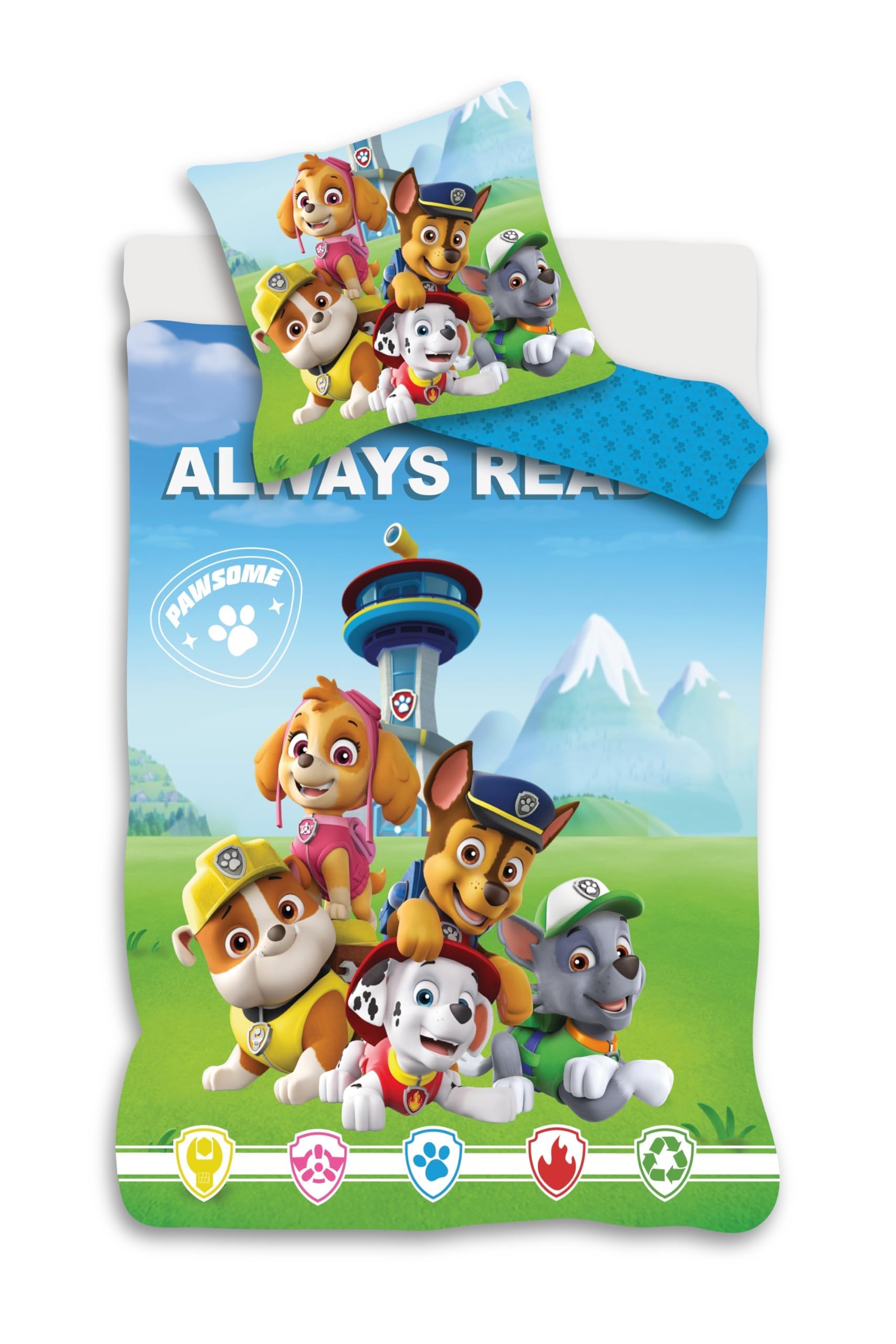 Brandmac Multicolor Paw Patrol Green Cot Size Bedding Set | Duvet Cover 100X140 Cm + Pillowcase 40X45 Cm | 100% Cotton | Soft & Breathable Bed Linen For Baby Or Toddler Bed | Fun Paw Patrol Puppy Design