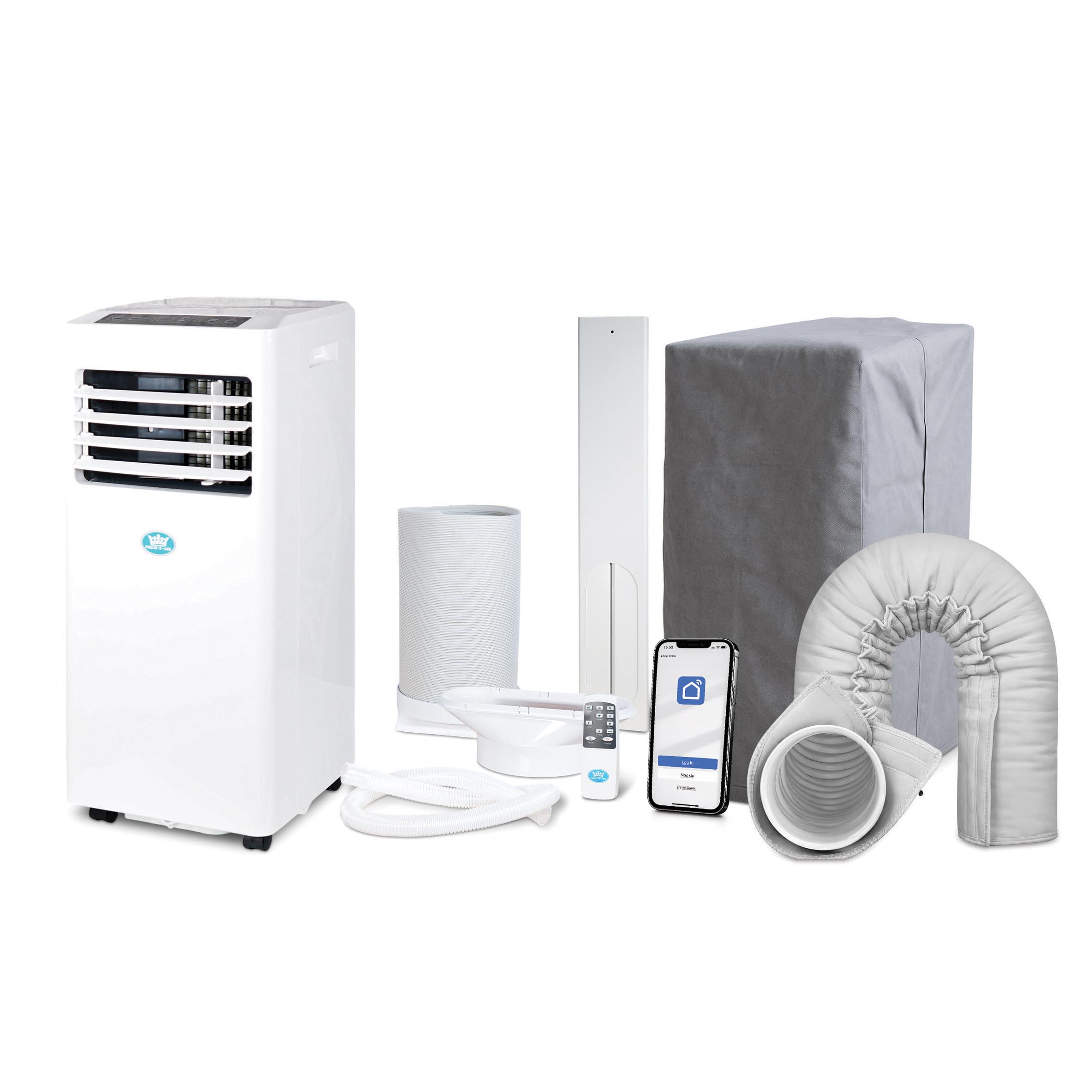 Prem-i-air 8000 BTU Portable Air Conditioner with WiFi App & Remote Control,4-in-1 Cooling,Dehumidifier & Sleep Mode,Incl. 2 Window Kits, 24-Hour Timer,Insulated Exhaust Pipe,Dust Cover,Energy Class A