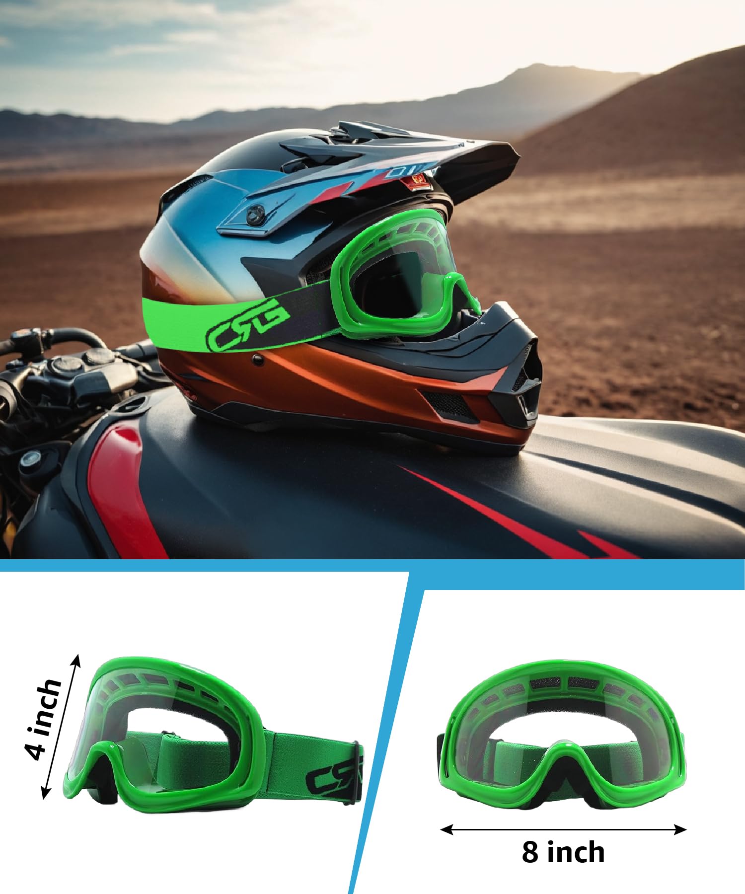 CRG Sports Gafas de motocross antivaho para motocross y ATV, protección UV, ligeras, MX