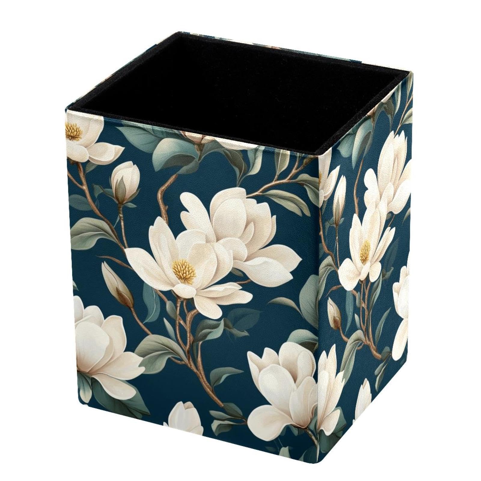 VAPOKF Pencil Holders for Desk, Magnolia Printed Pen Holders Pen Pot Makeup Brushes Storage Desktop Stationery Supplies Organiser for Home Office