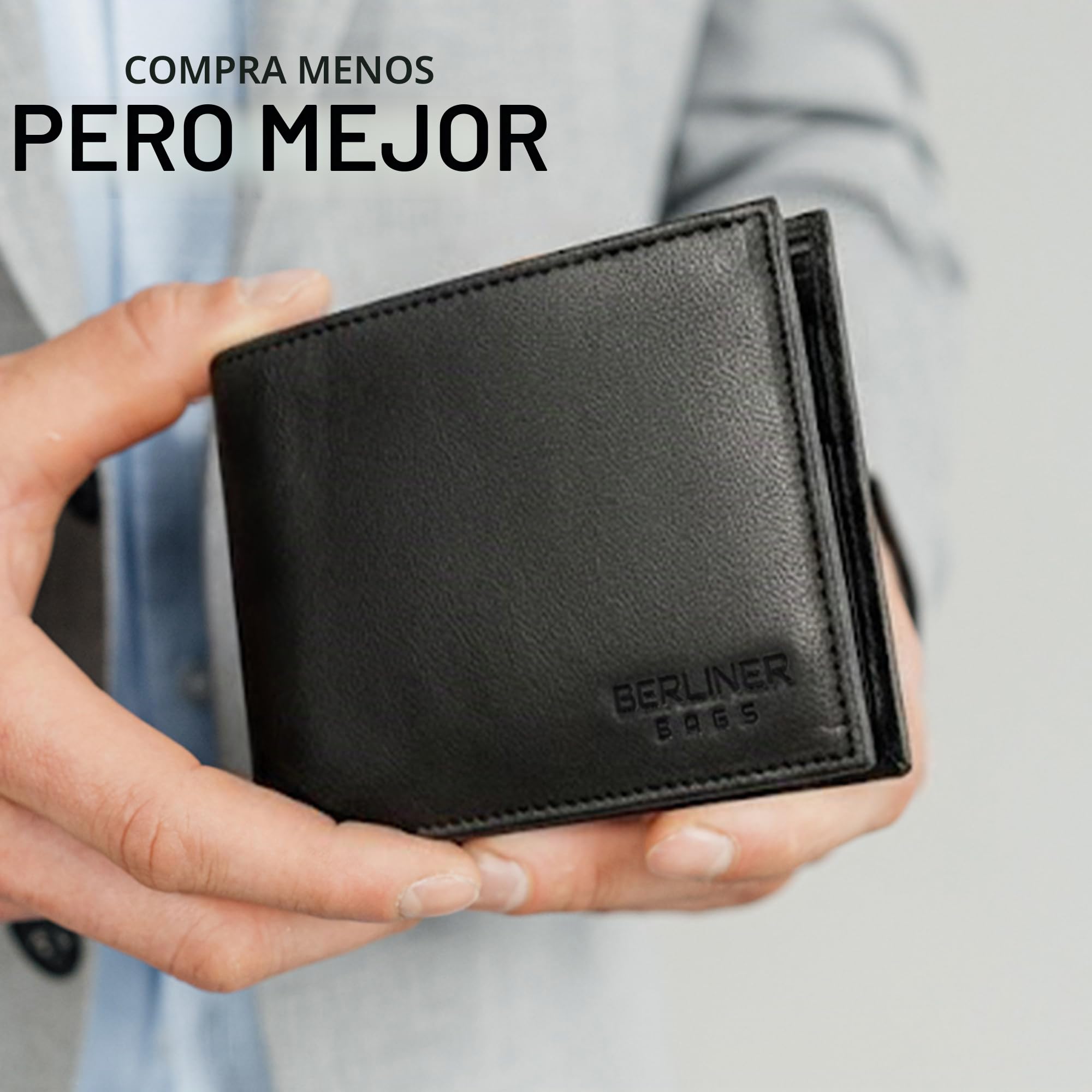 Berliner Bags Peter Cartera de Piel Auténtica Hombre con 8 Tarjetas y RFID