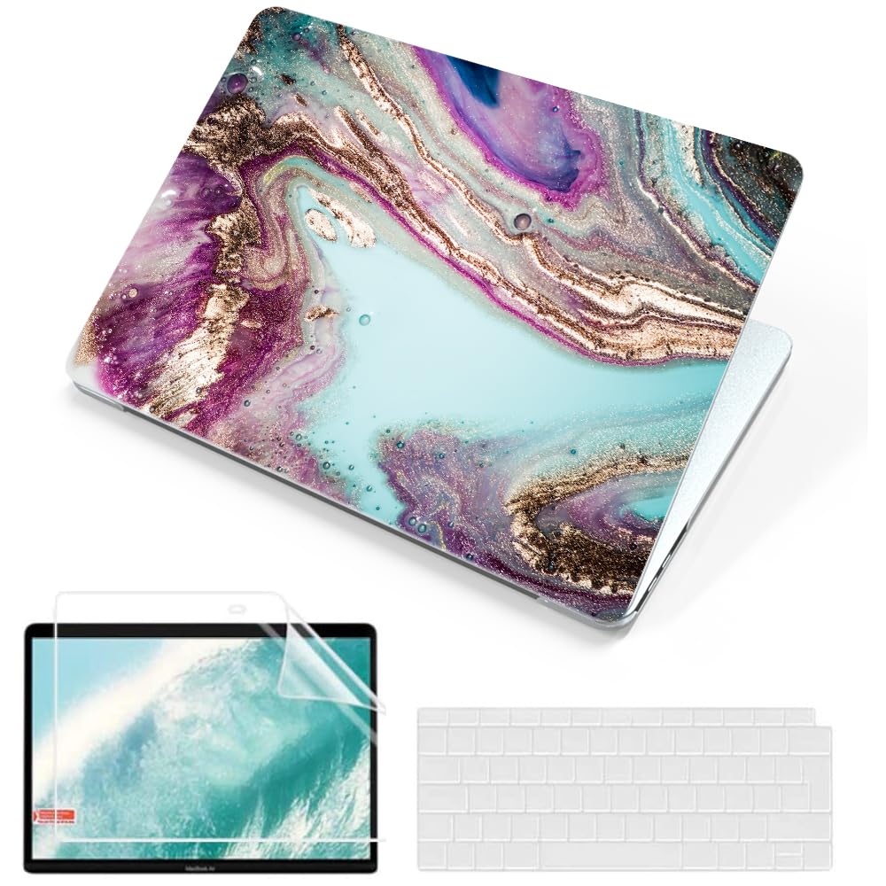 MUSHUI Compatible with MacBook Pro 14 inch Case 2024 2023 2022 2021 M4 M3 M2 M1 Pro Max A3112 A3185 A3401 A2918 A2992 A2779 A2442, Plastic Hard Shell & US Keyboard Cover &Screen Film & Dust Plug, W13