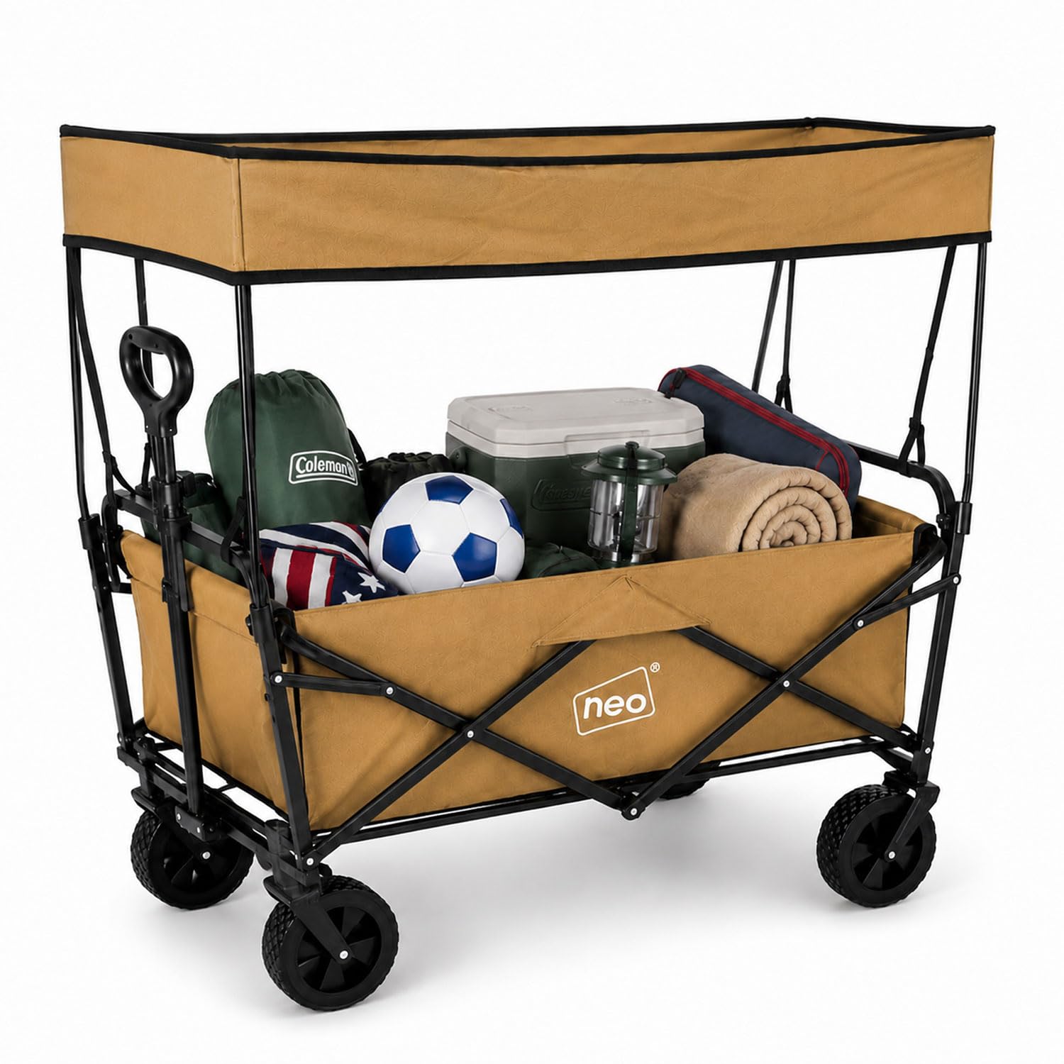 Neo Folding Wagon Canopy Garden Cart 140L 120kg (Khaki)