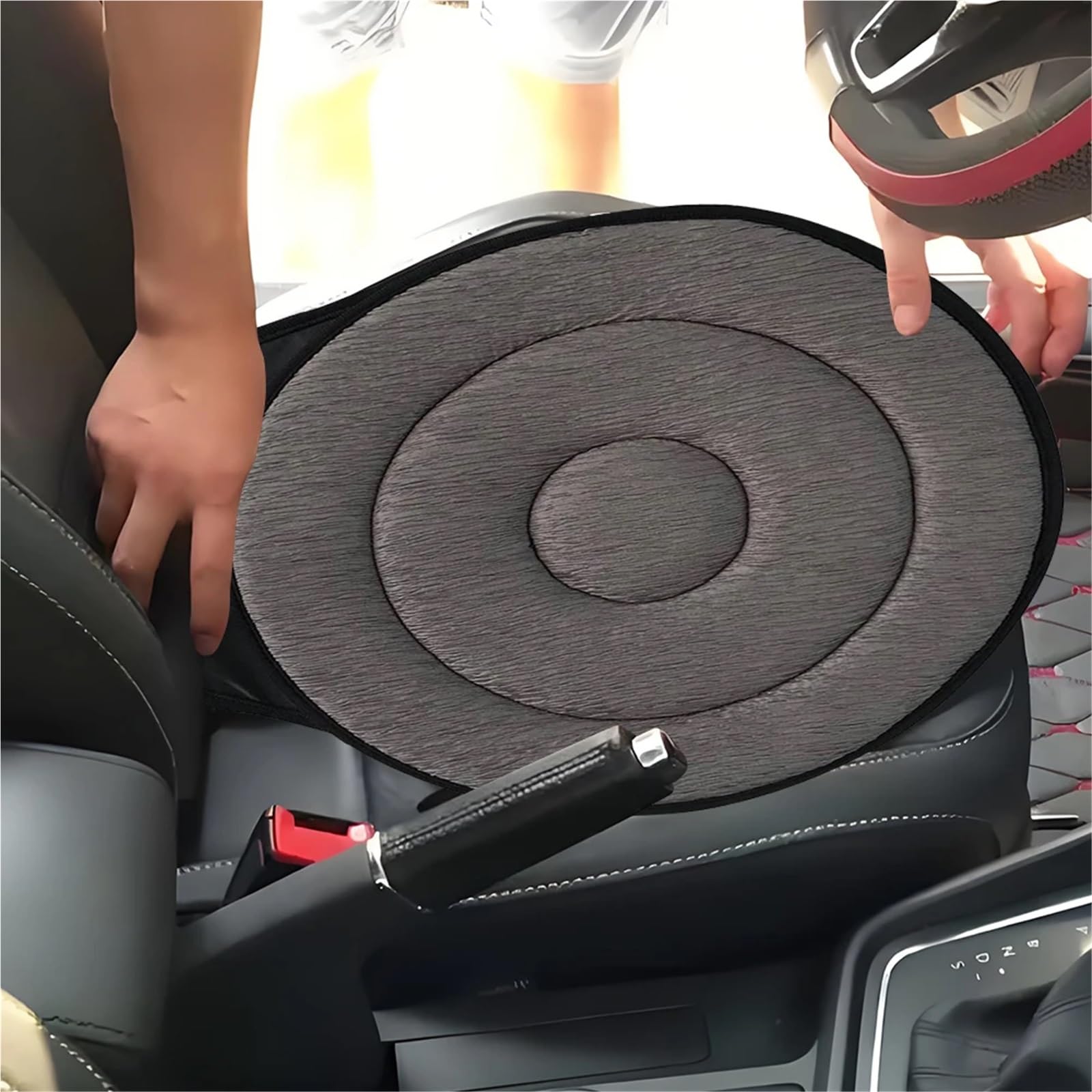 Cuscino Girevole for Auto Cuscino Girevole Universale Girevole a 360 Gradi for seggiolino Auto Girevole per Auto, sedili(Dark Grey_Polyester)