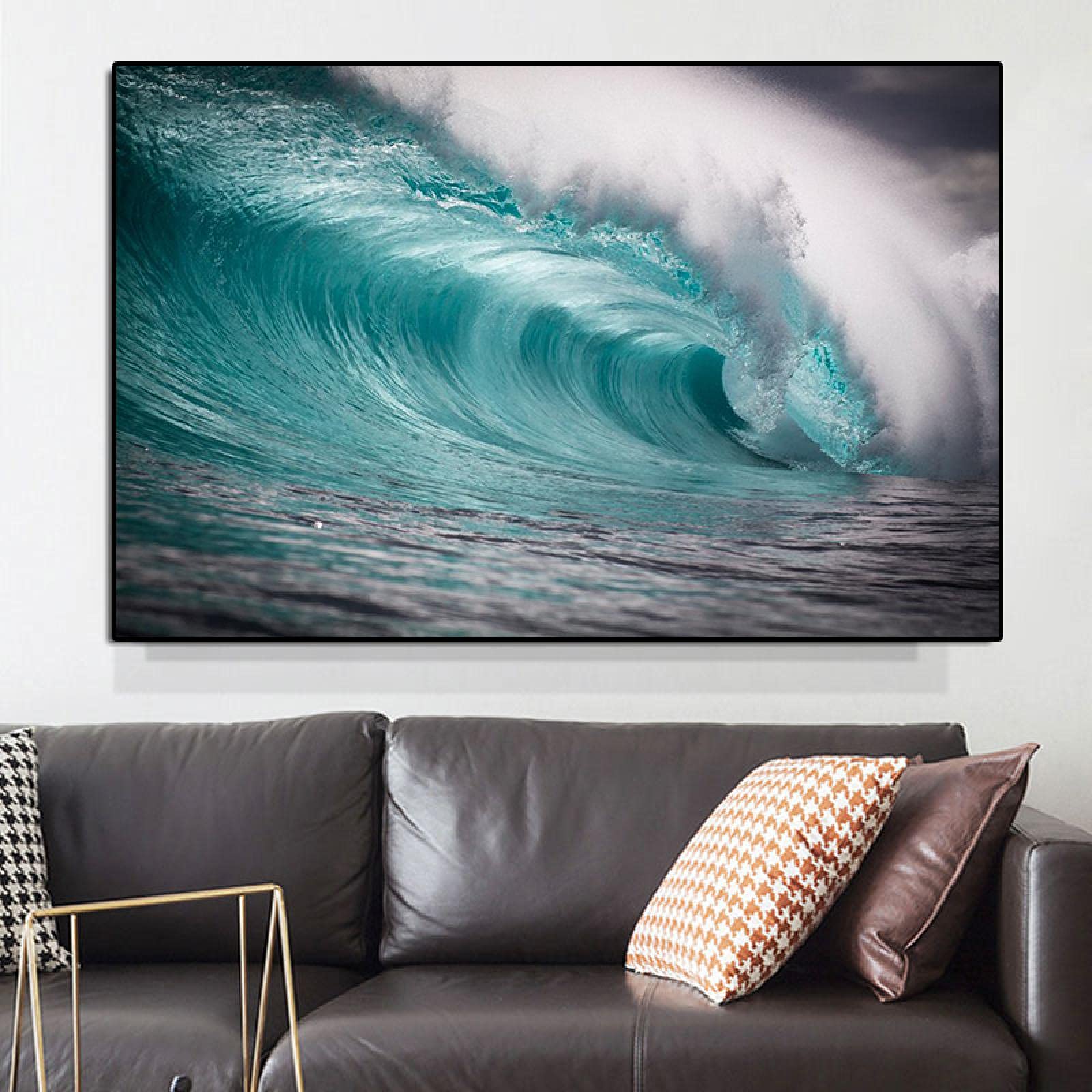 Impression art peintures vagues soleil sport affiche surfeur