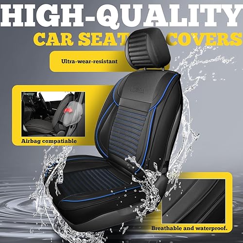 Miniatura 15 de LINGVIDO - Fundas de piel sintética con respaldo para asiento de automóvil, transpirables, impermeables, universal y antideslizante, para SUV, Beige