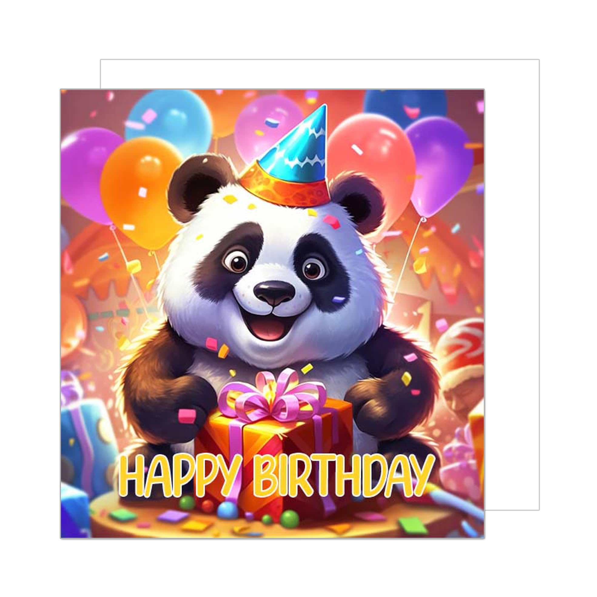 Twizler Happy Birthday Karte Mit Panda – Süße Geburtstagskarte Für Sie & Ihn, Inkl. Umschlag, Made In UK