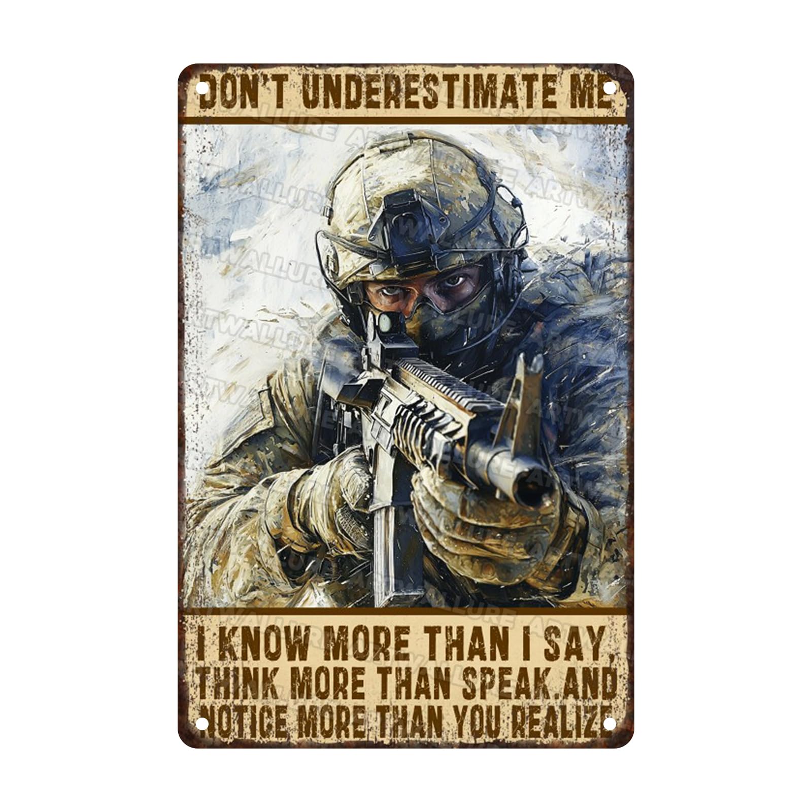 Patriotic Veterans Day Metal Tin Sign U S Army Soldier Rustic Wall Decor Tin Plaque for Home Office Man Cave Bar Backyard Shed Military Appreciation 8x12inch