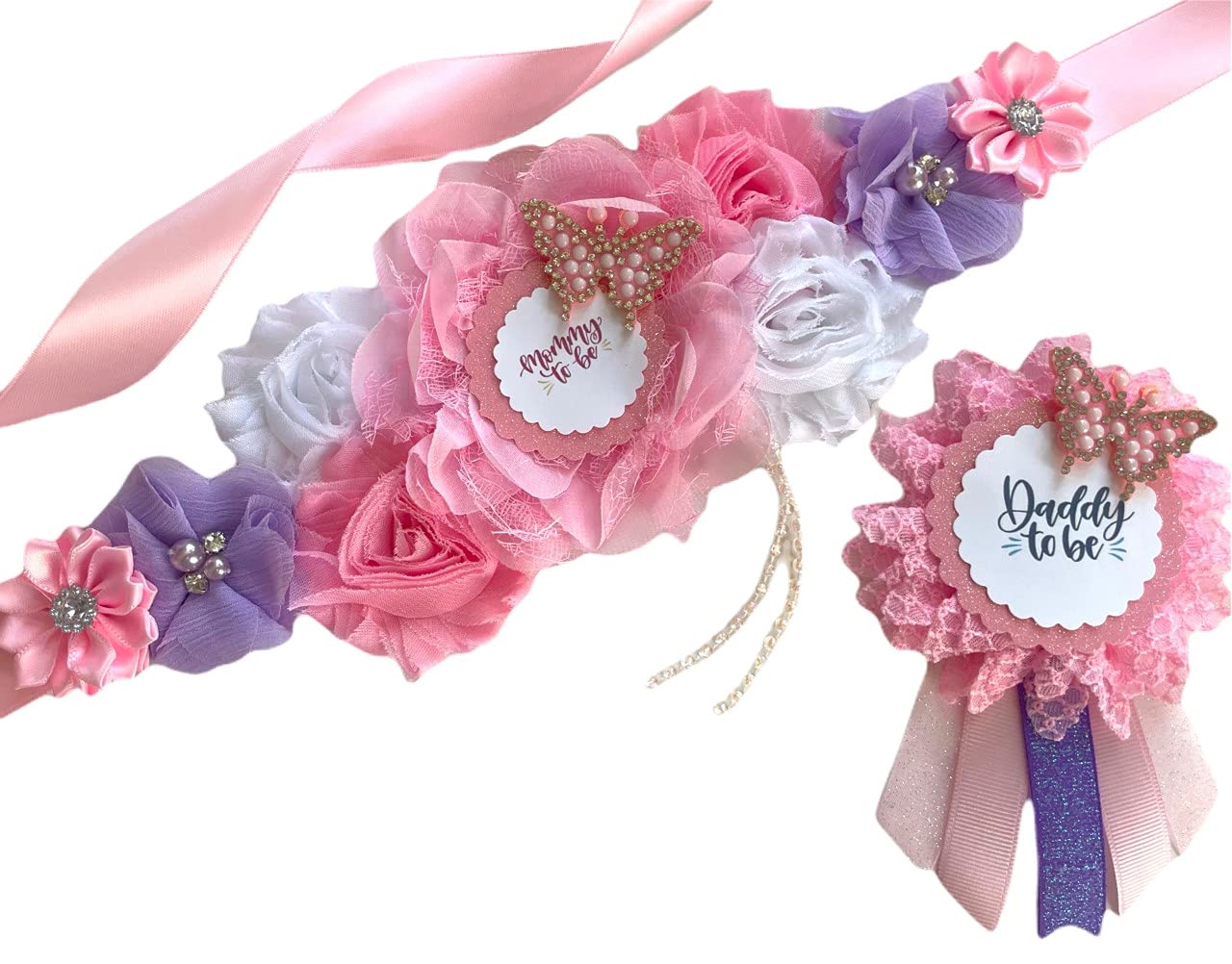 Pink and lavender Butterfly Mom to be Maternity Sash, Pink and lavender Butterfly Mom to Be Sash for Shower, Pink and lavender Butterfly Theme, Pink and lavender Butterfly Sash