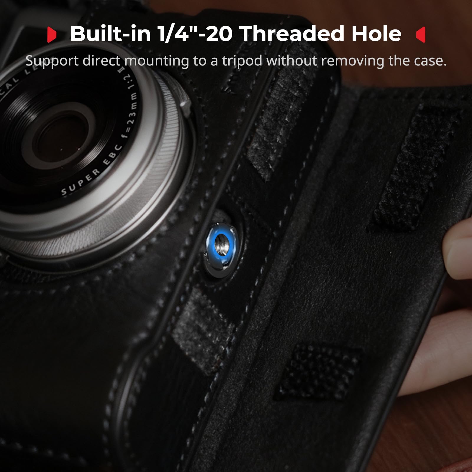 SMALLRIG Zestaw skórzanych etui do FUJIFILM X100VI, w tym skórzane etui półotwarte, klapka i pasek na ramię, skóra naturalna, poręczny i ochronny, czarny - 5622