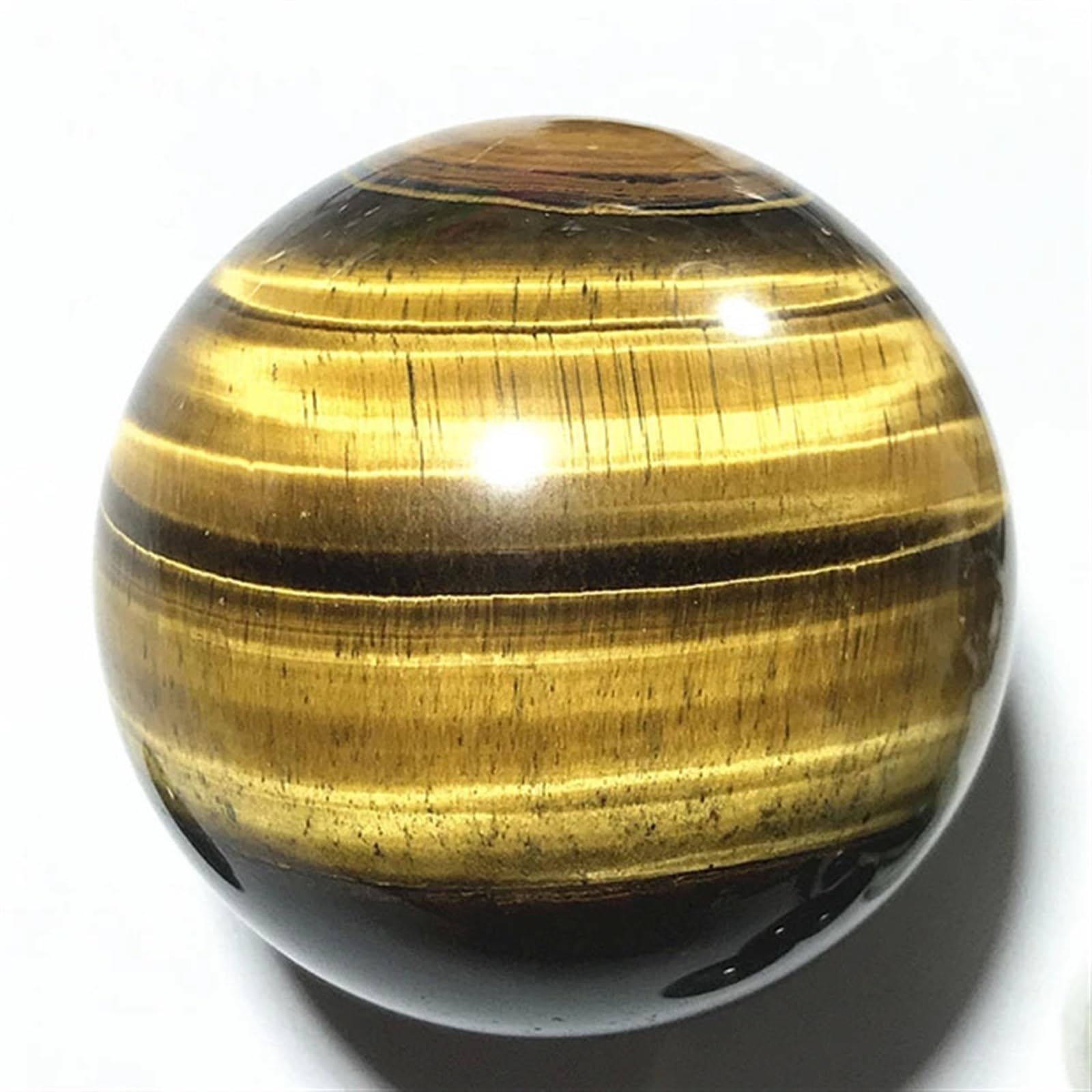 HAOYUNS Beautiful Tiger Eye Natural Carving Sphere Ball - Free Standing Chakra Reiki Stone for and Meditation(4.5-5cm)