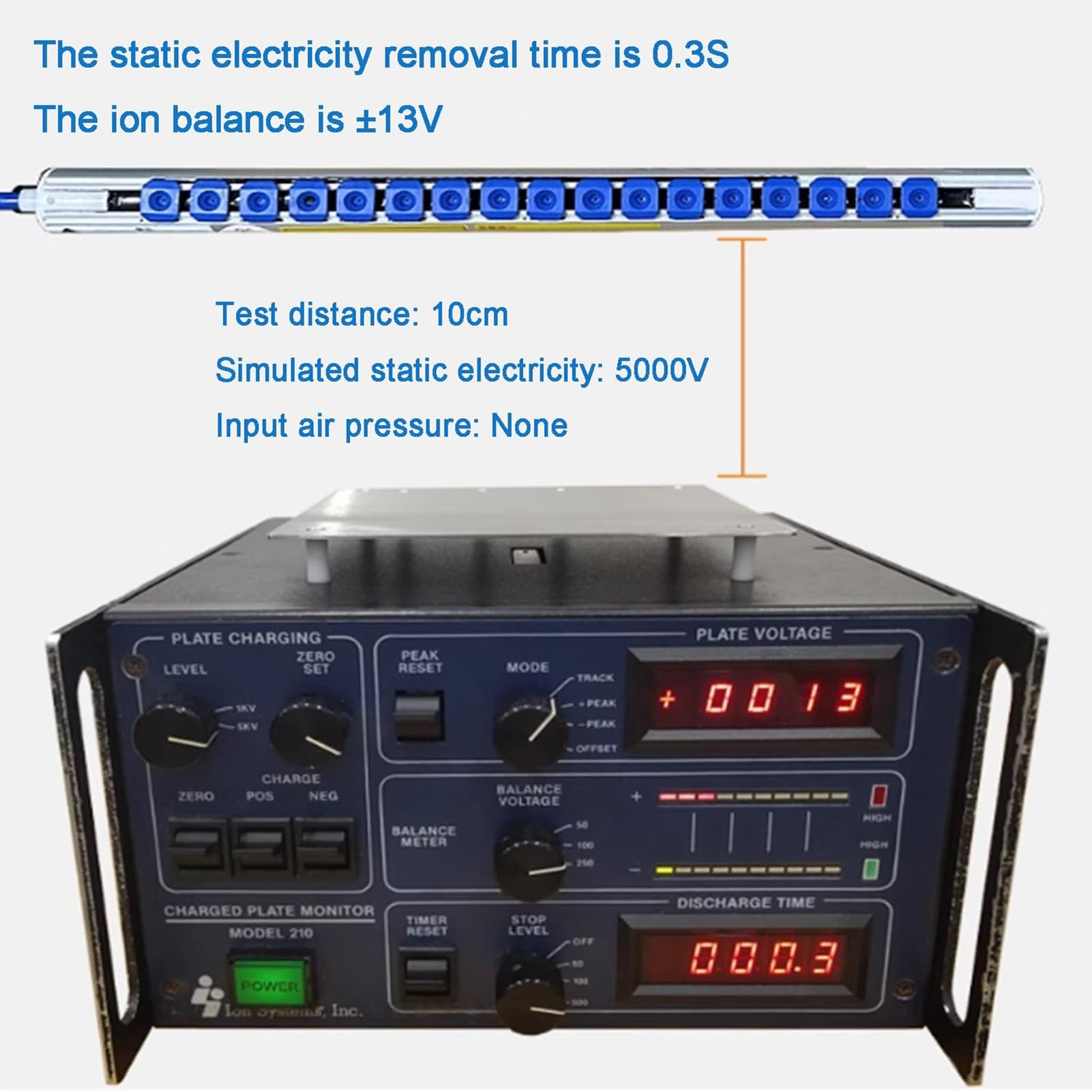 Barra ionizadora antiestática, eliminador de estática profesional, barra de aire ionizante con generador de alto voltaje de 7 kV, varilla eliminadora de estática(70CM)