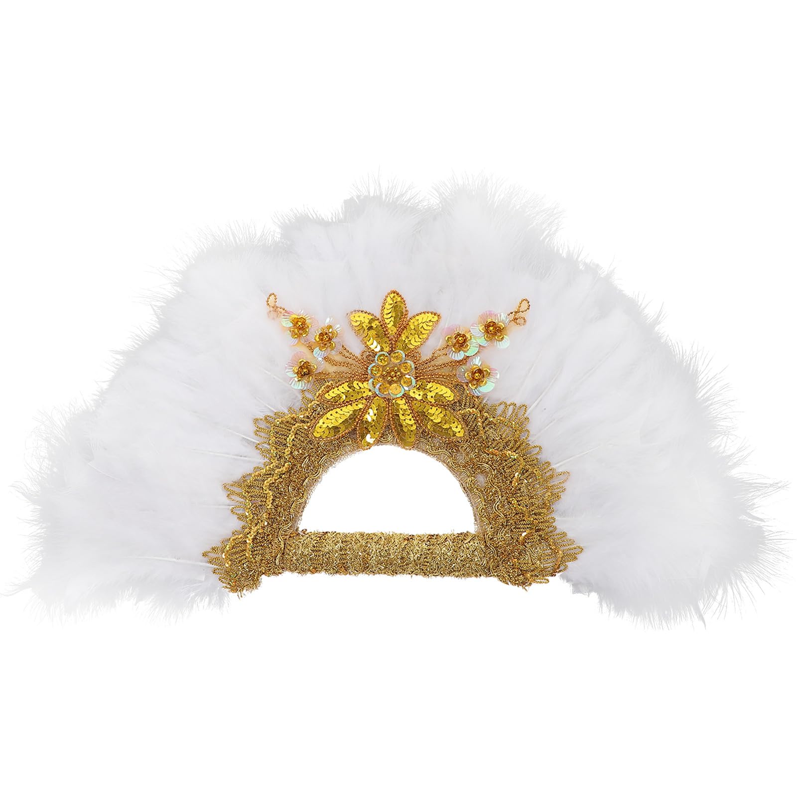 Ciieeo Abanico de Mano de Plumas Borde Dorado, Accesorio Decorativo para Bodas y Novias, Ventilador Delicado para Dama de Honor y Eventos Obsequios