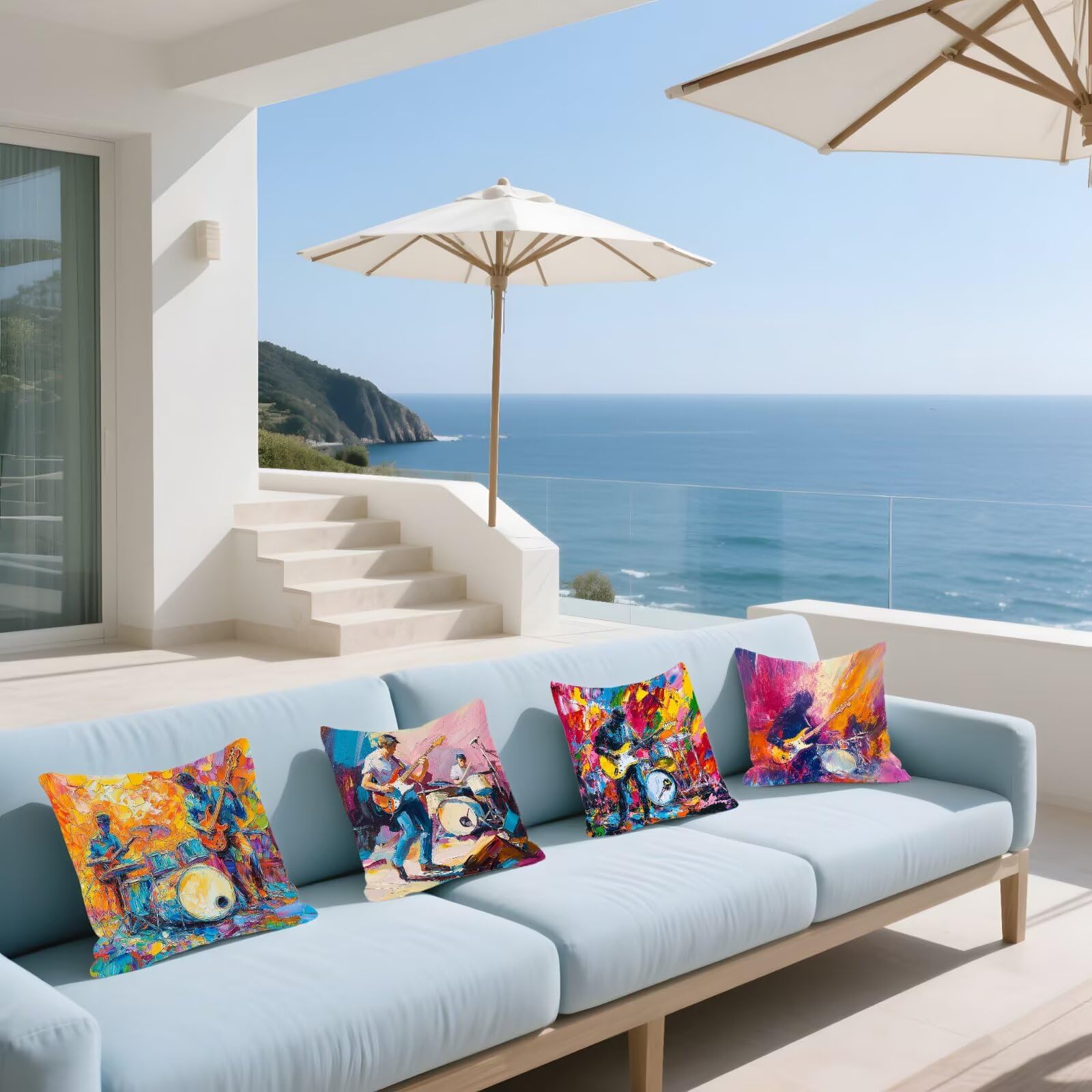 Cojines Sofa Fundas Cojines 65x65cm SúPer Suave Cojin Moderno Abstracto Juego de 4, Fundas Almohada Impermeable Exterior, Interior Y Exterior Cojin Decorativos, JardíN SalóN Regalos NavideñOs P-477