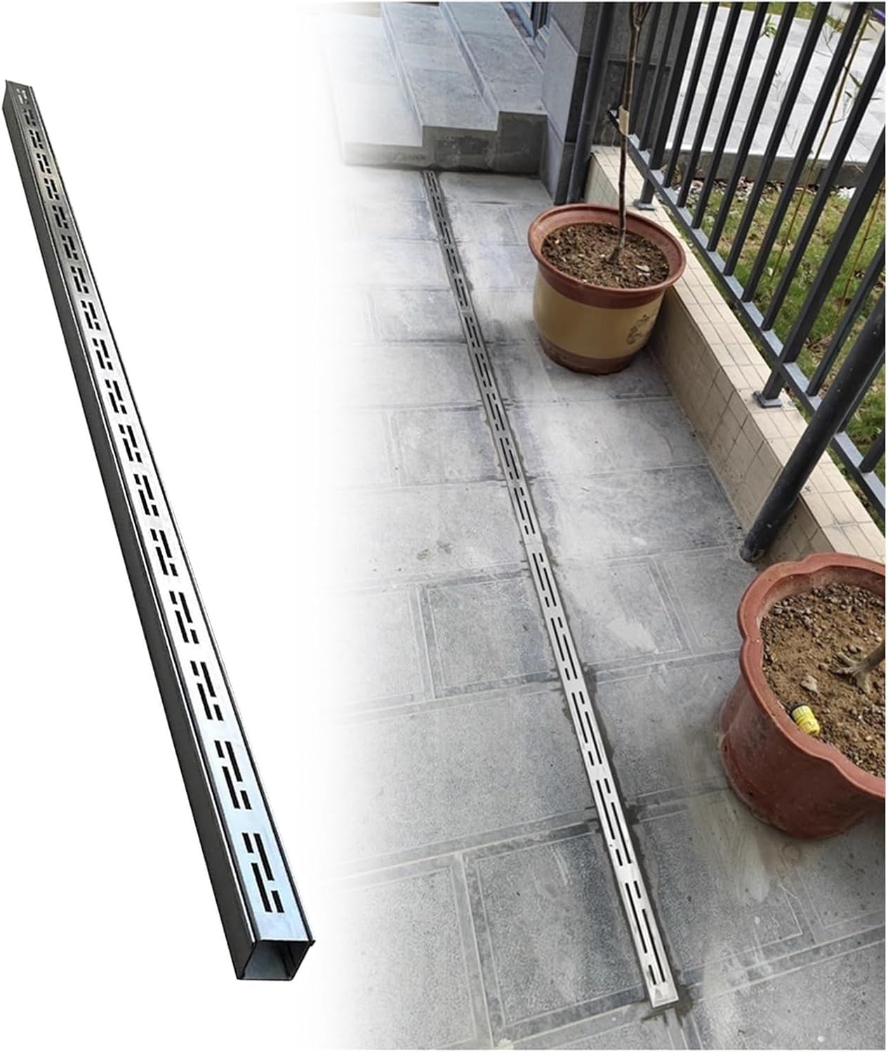 Canaleta De Drenaje De Acero Inoxidable con Rejilla Extraíble, Coladores Lineales para Canalones De Lluvia para Jardín, Patio, Entrada De Vehículos Y Garaje: Silver 100x3.5x3cm