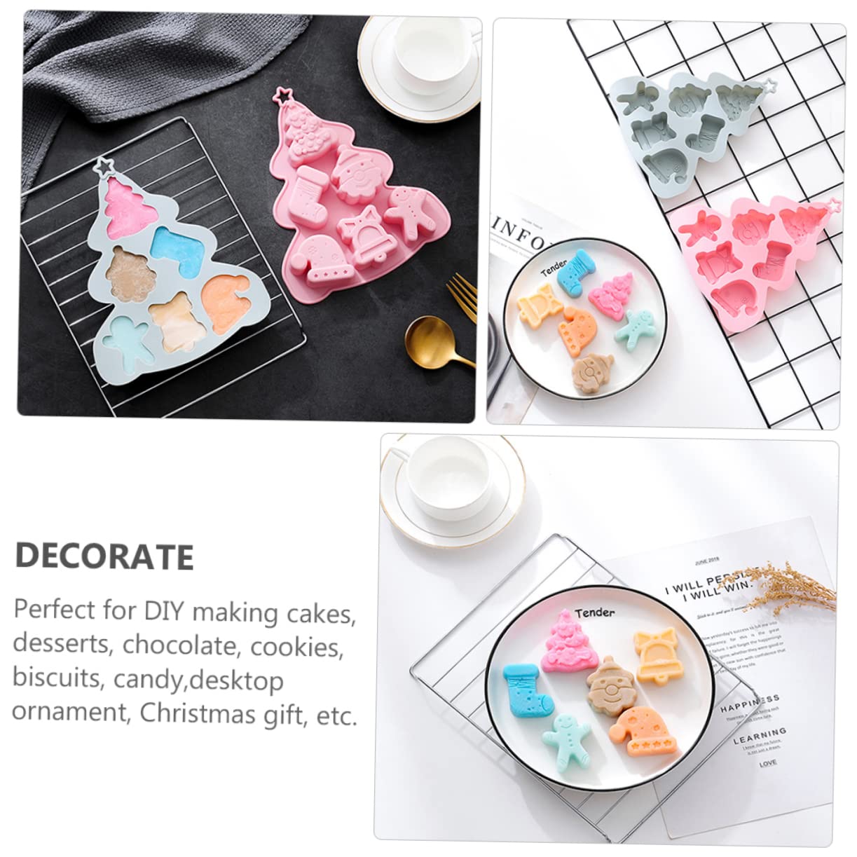 ABOOFAN 6pièces Moule à Gâteau Moule Arbre De Noël Avec Cavités Pour Gâteaux Desserts Et Décorations De Noël