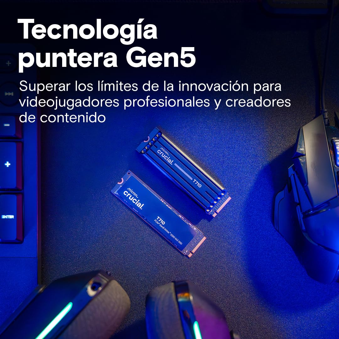 Crucial T710 SSD 2TB PCIe 5.0 x4 Gen5 NVMe M.2, Velocidades de