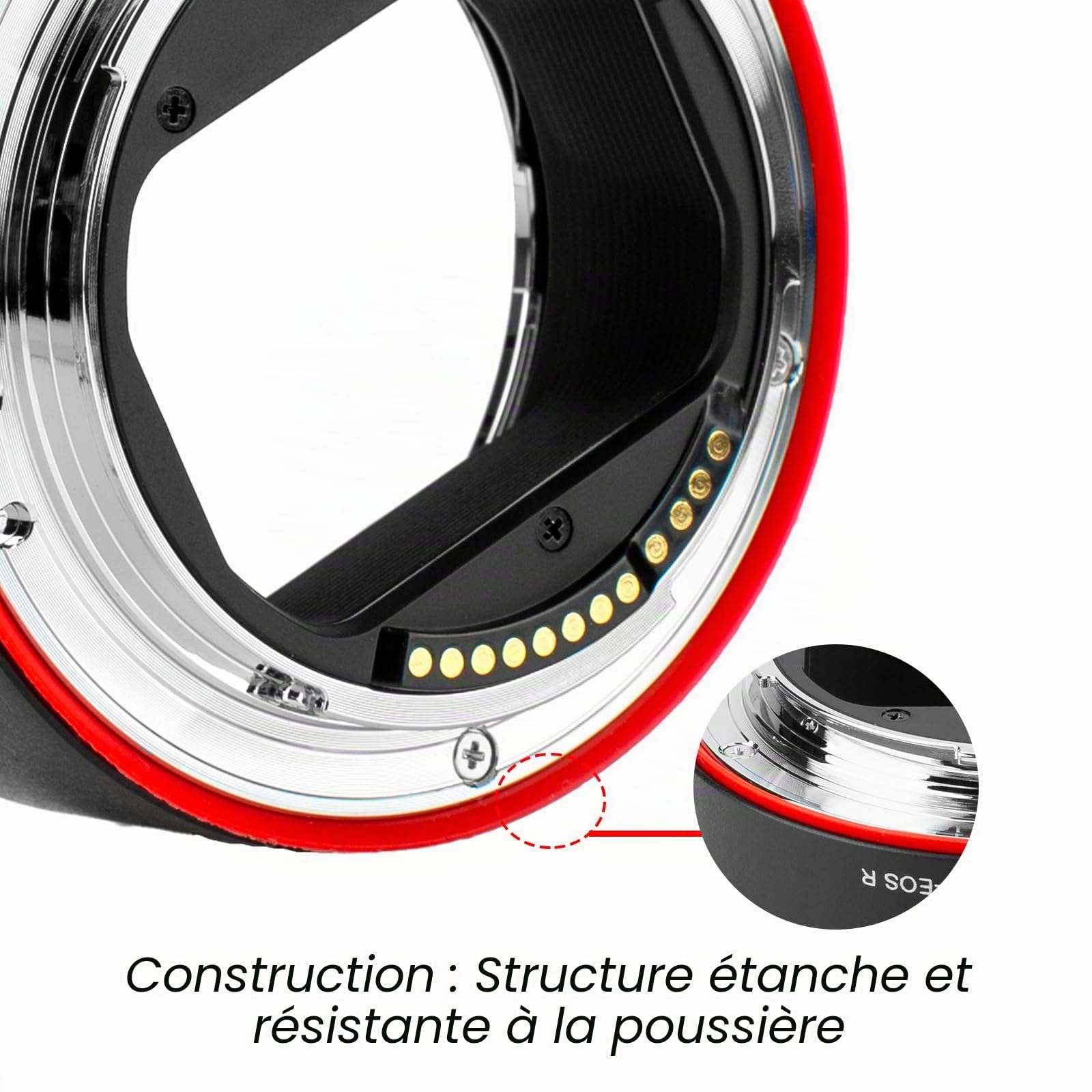 Meike Adaptateur d'objectif en métal EF-EOSR pour Objectif Canon EF/EF-S vers EOS-R EOS-RP R5 R6 R7 R10 C70 et Red Komodo