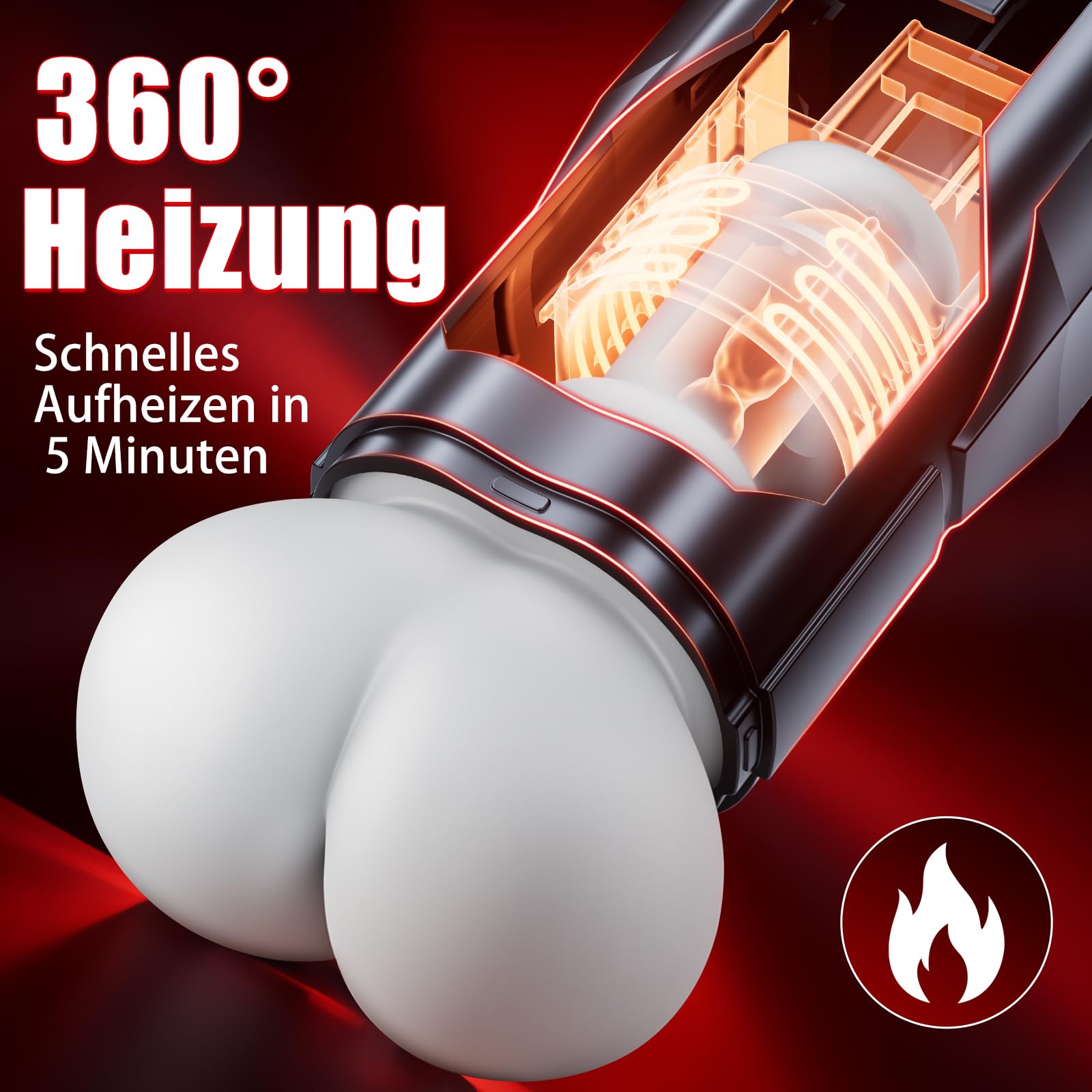 Masturbieren für Männer Masturbator, Sex Spielzeug für die Männer - Realistisches Po-Design, Taschenmuschi Masturbatoren mit Heizfunktion & 10Vibrationsmodi 7Stoßmodi, Sexspielzeug Penispumpe