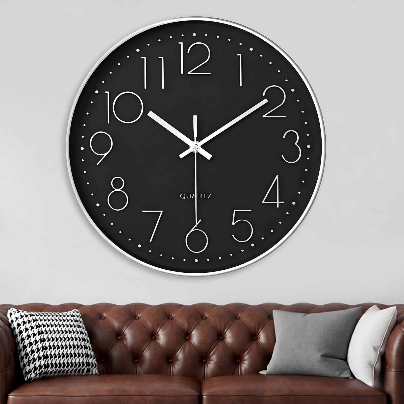 Wall Clock 8 Inch, Wall Clocks for Living Room Non-Ticking Silent, Kitchen Clock Wall with Stereoscopic, Dial Ultra-Quiet Movement Quartz for Living Room Bedroom Kitchen Office Classroom Decor