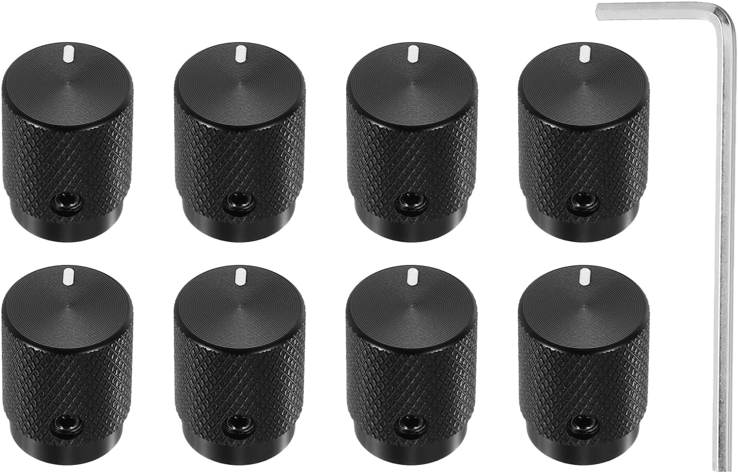 sourcing map 8 Pcs Aluminium Potentiometer Knobs, 1/4"(6mm) IDx1/2"(12.5mm) ODx5/8"(16mm) Height Universal Volume Tone Control Knobs for Guitar, Bass, Oval Indicator, Matte Black