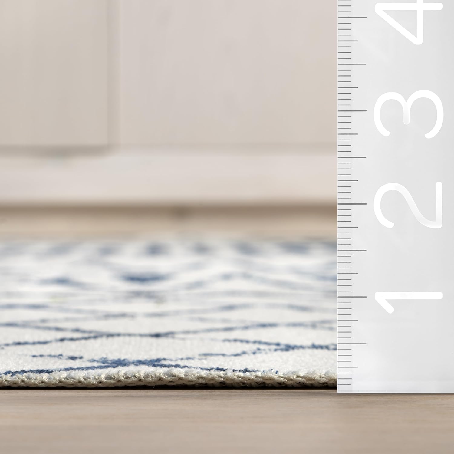 Nuloom SpinClean Blythe Blue/Ivory, 4' x 6', Geometric, Soft and Cozy, High Traffic, Stain Resistant, Easy Clean, Durable, Machine Washable Area Rug for Bedroom, Living Room, Dining, Den, Foyer image 2